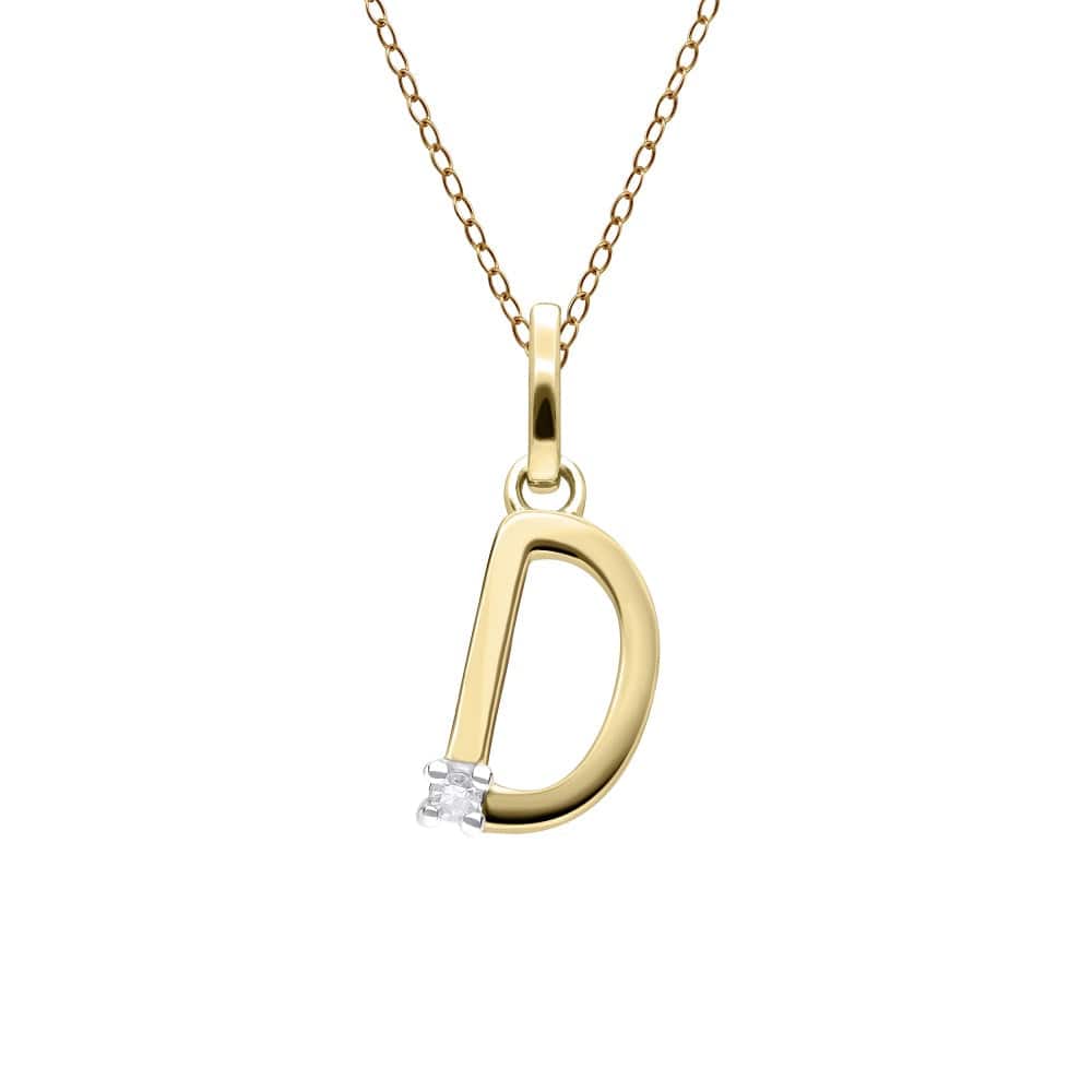Initial Diamond Letter Necklace In 9ct Yellow Gold - Gemondo