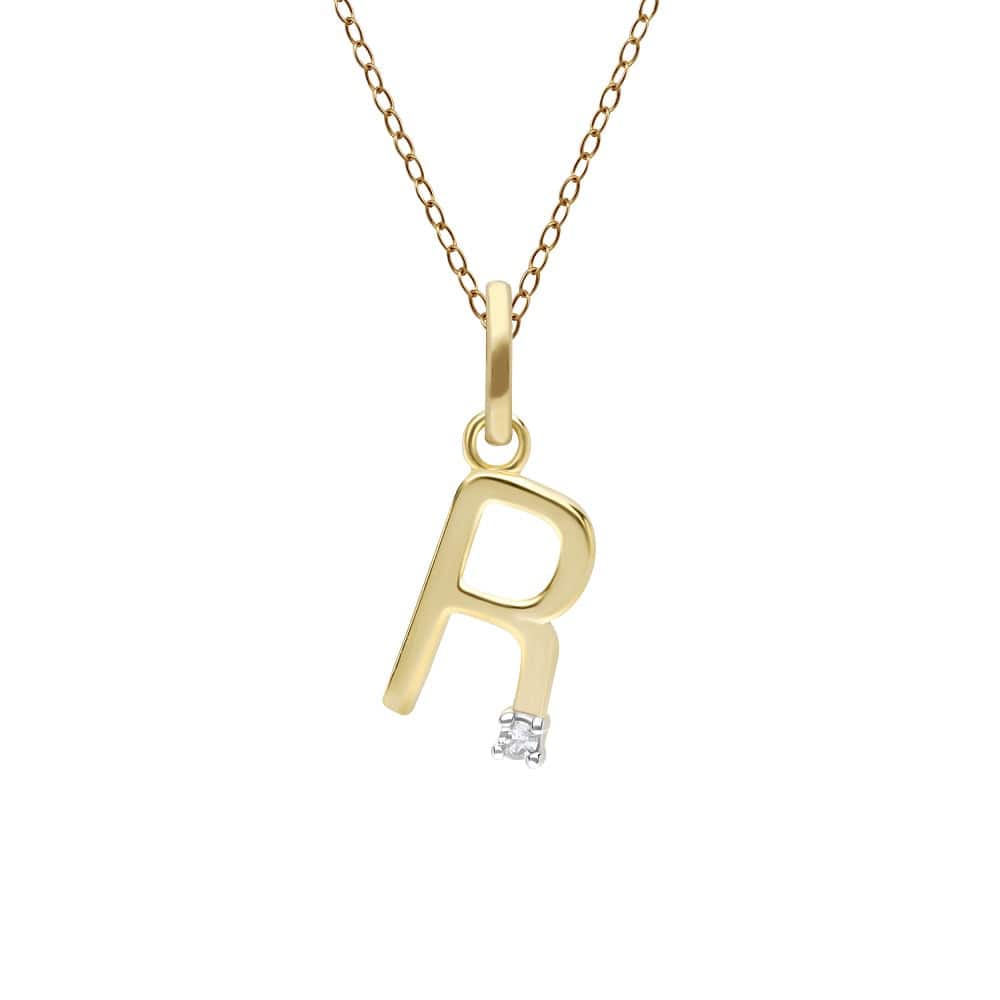 191P0746019 Initial Diamond Letter Necklace In 9ct Yellow Gold 19
