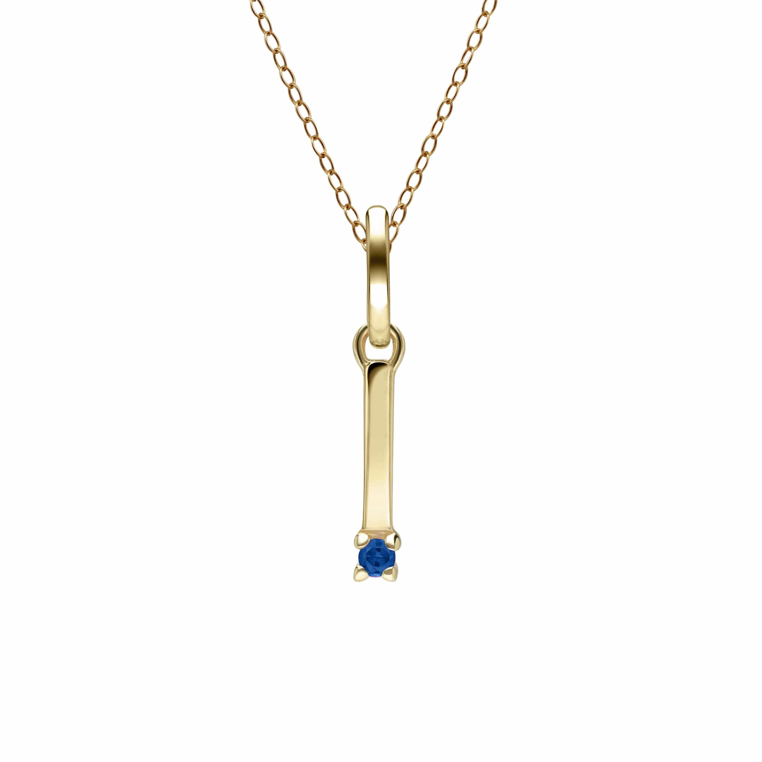 135P2046039 Initial Blue Sapphire Letter Necklace In 9ct Yellow Gold 10
