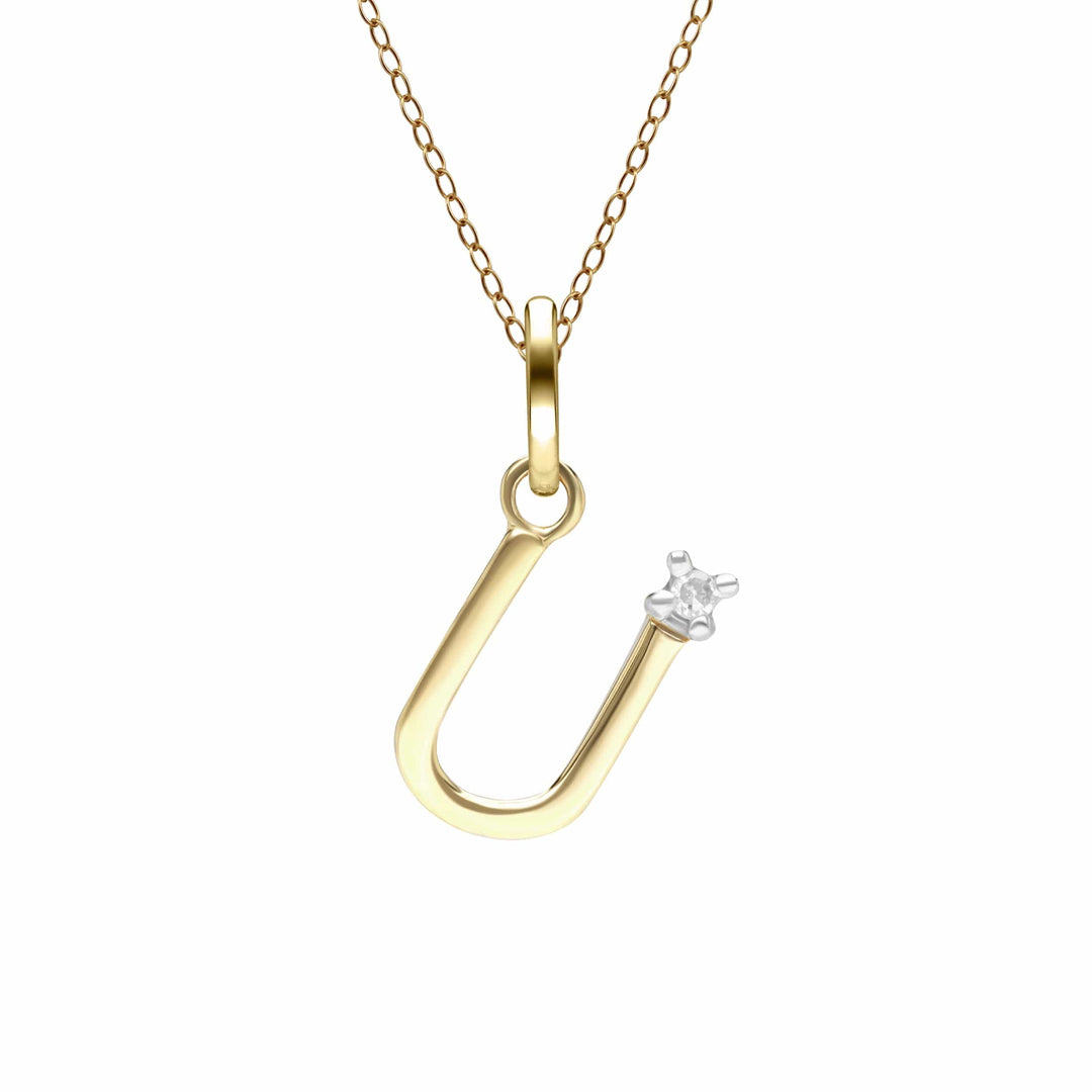 191P0762019 Initial Diamond Letter Necklace In 9ct Yellow Gold 22