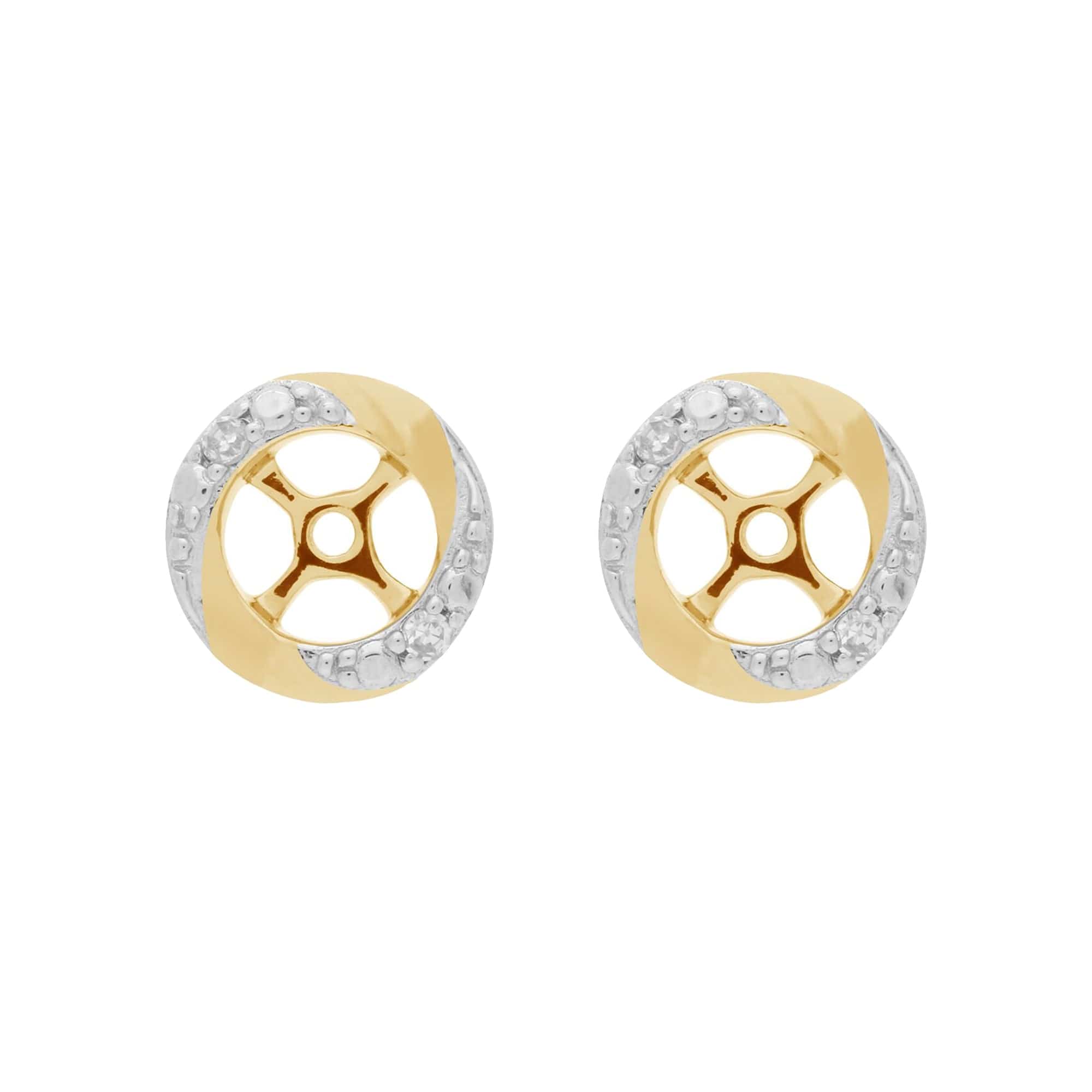 Classic Round Diamond Earring Jacket in Two Tone Yellow & Rhodium Plated 9ct Gold - Gemondo