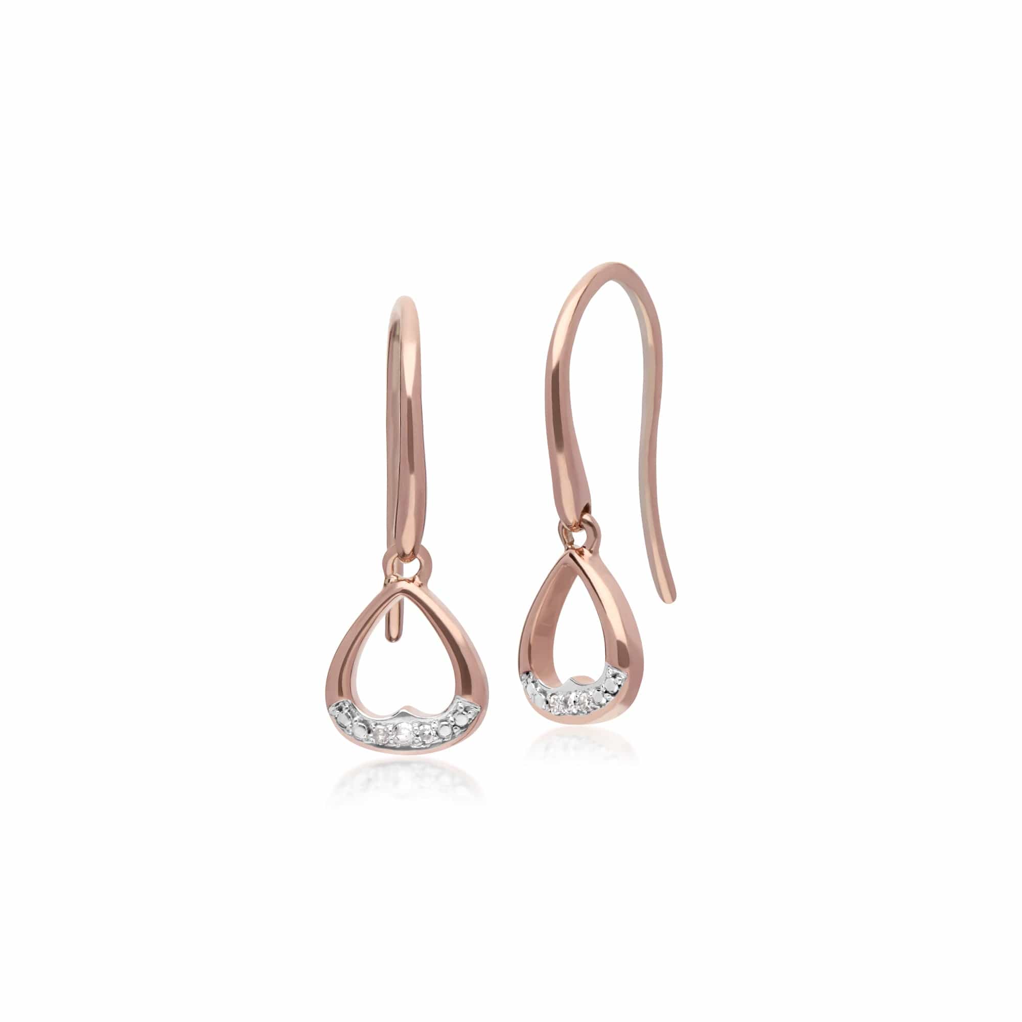 191E0388019 Gemondo 9ct Rose Gold Diamond Heart Drop Earrings 1