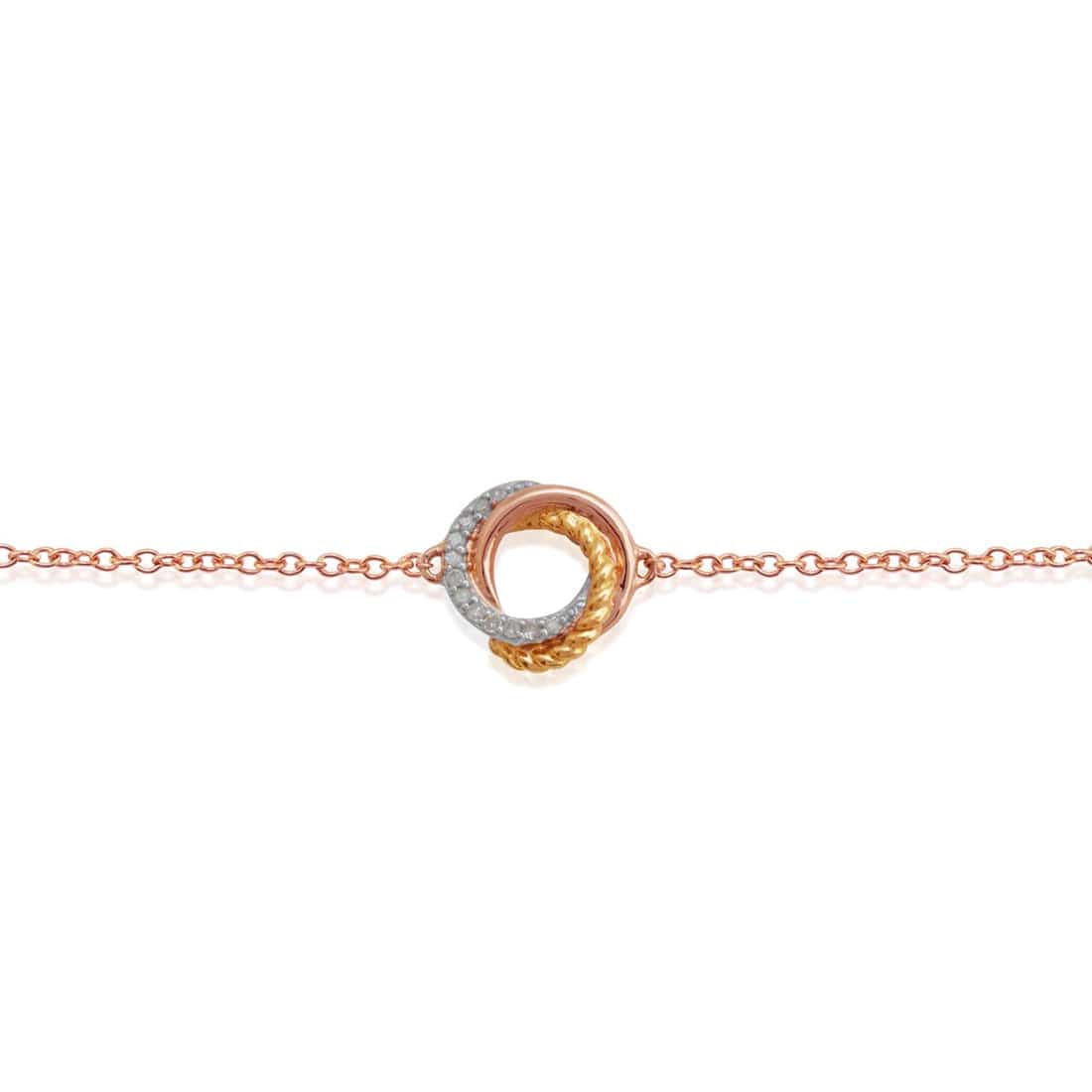 9ct Three Colour Gold 'Entwined' Love Knot Diamond Bracelet Image