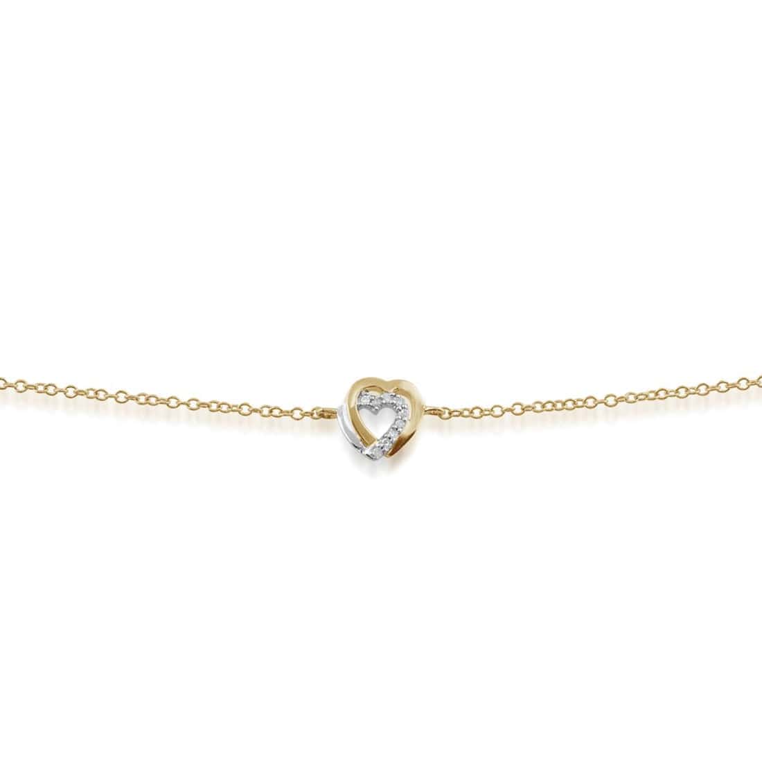 Gemondo 9ct Yellow Gold 0.03ct Diamond Hearts Bracelet Image