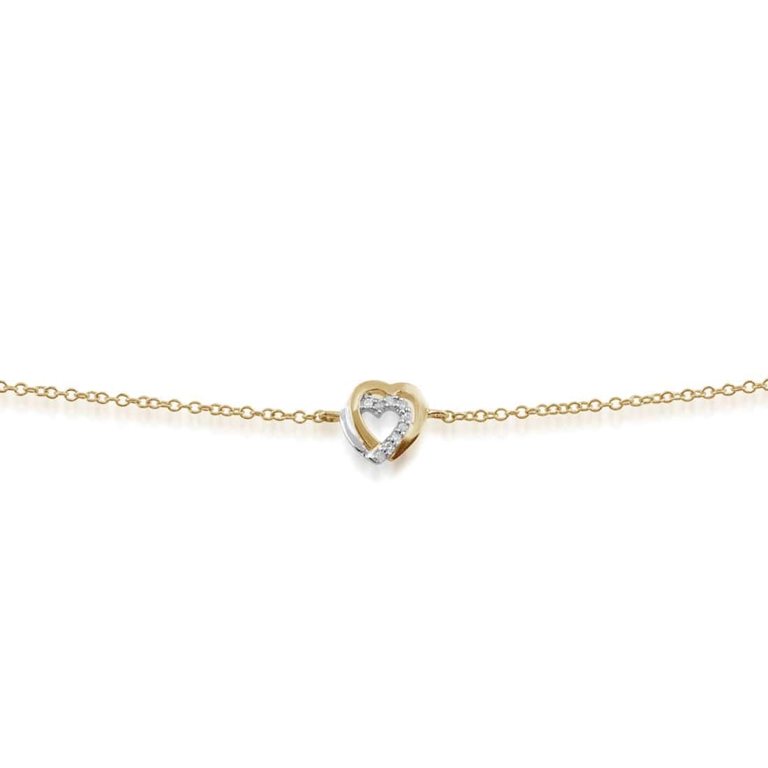 Gemondo 9ct Yellow Gold 0.03ct Diamond Hearts Bracelet Image