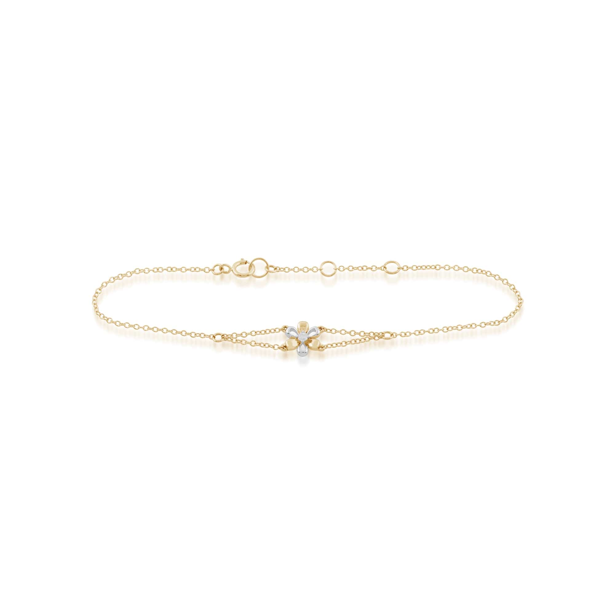 Gemondo 9ct Yellow Gold 0.03ct Diamond Floral 19cm Bracelet Image