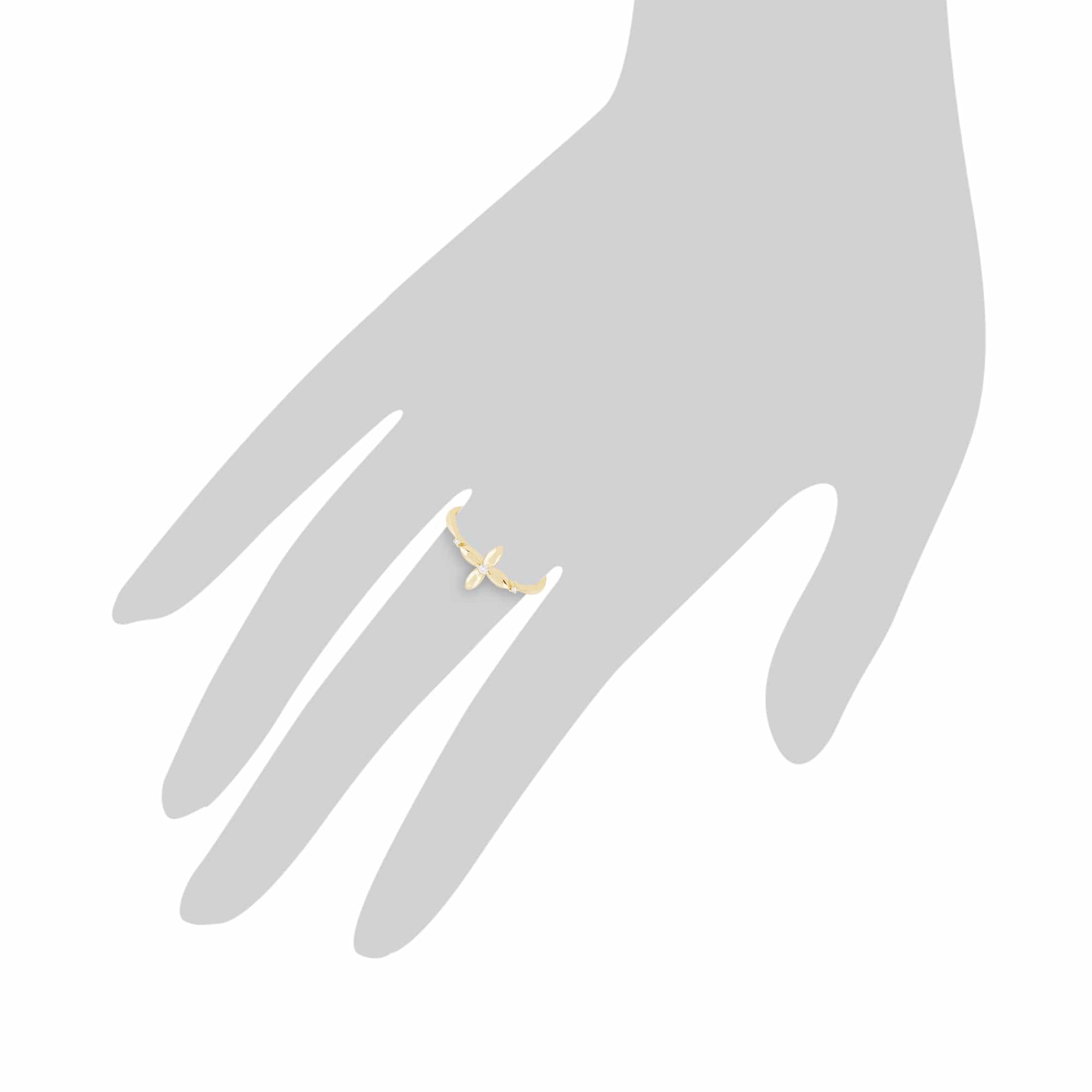 191R0884019 Gemondo 9ct Yellow Gold 0.02ct Diamond Ixora Flower Ring 3