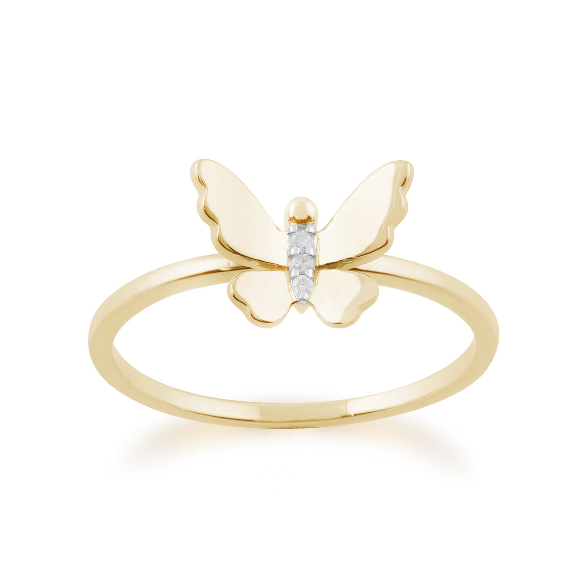 Gemondo 9ct Yellow Gold 0.01ct Diamond Butterfly Ring Image 1