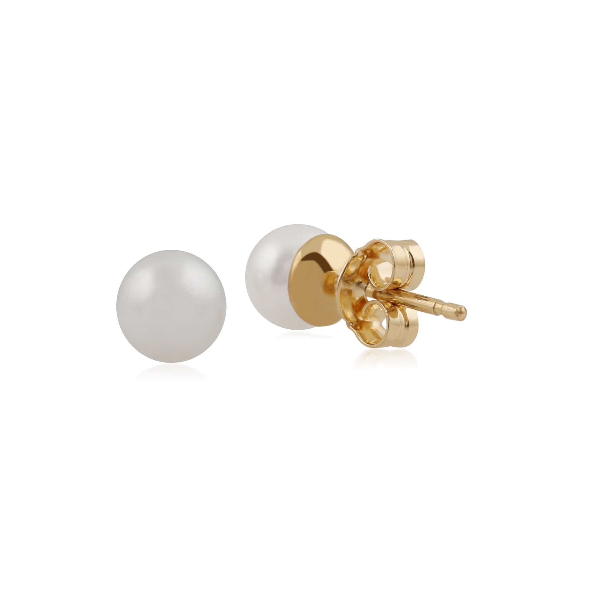 26952 Classic Full Round Freshwater Pearl Stud Earrings in 9ct Yellow Gold 5mm 2
