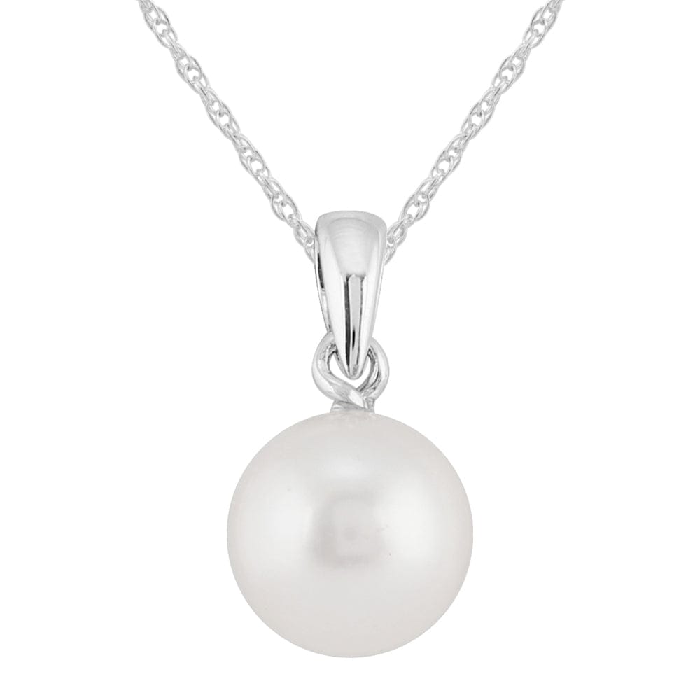Classic Freshwater Pearl Pendant in 9ct White Gold - Gemondo