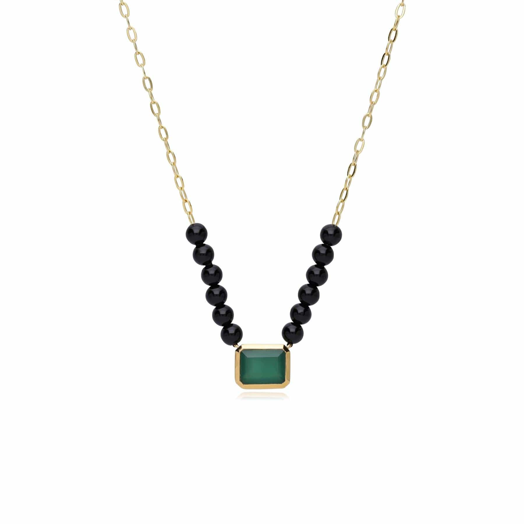 ECFEW™ 'The Unifier' Dyed Green Chalcedony & Onyx Bead Necklace