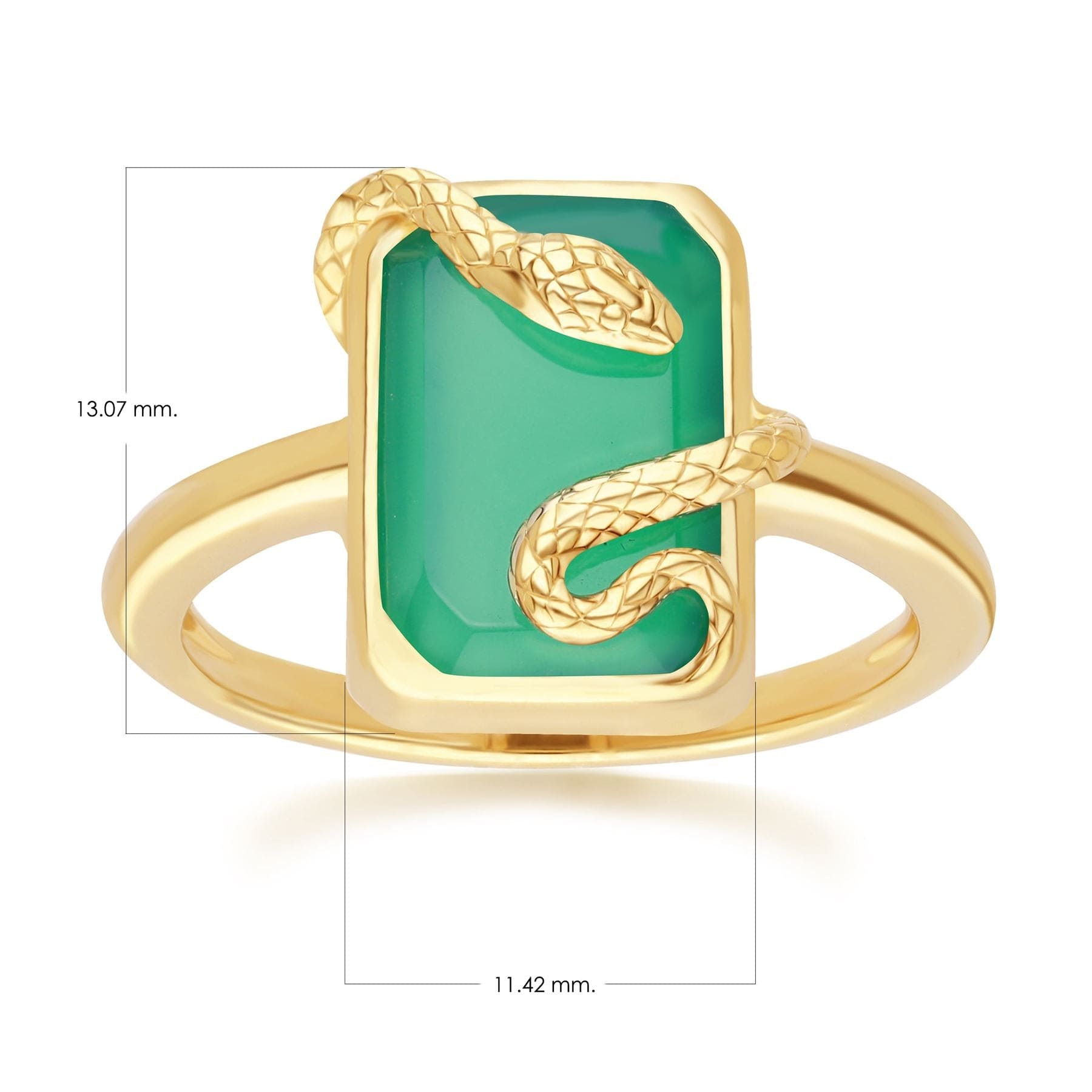 Grand Deco Green Chalcedony Snake Wrap Ring in Gold Plated Sterling Silver - Gemondo