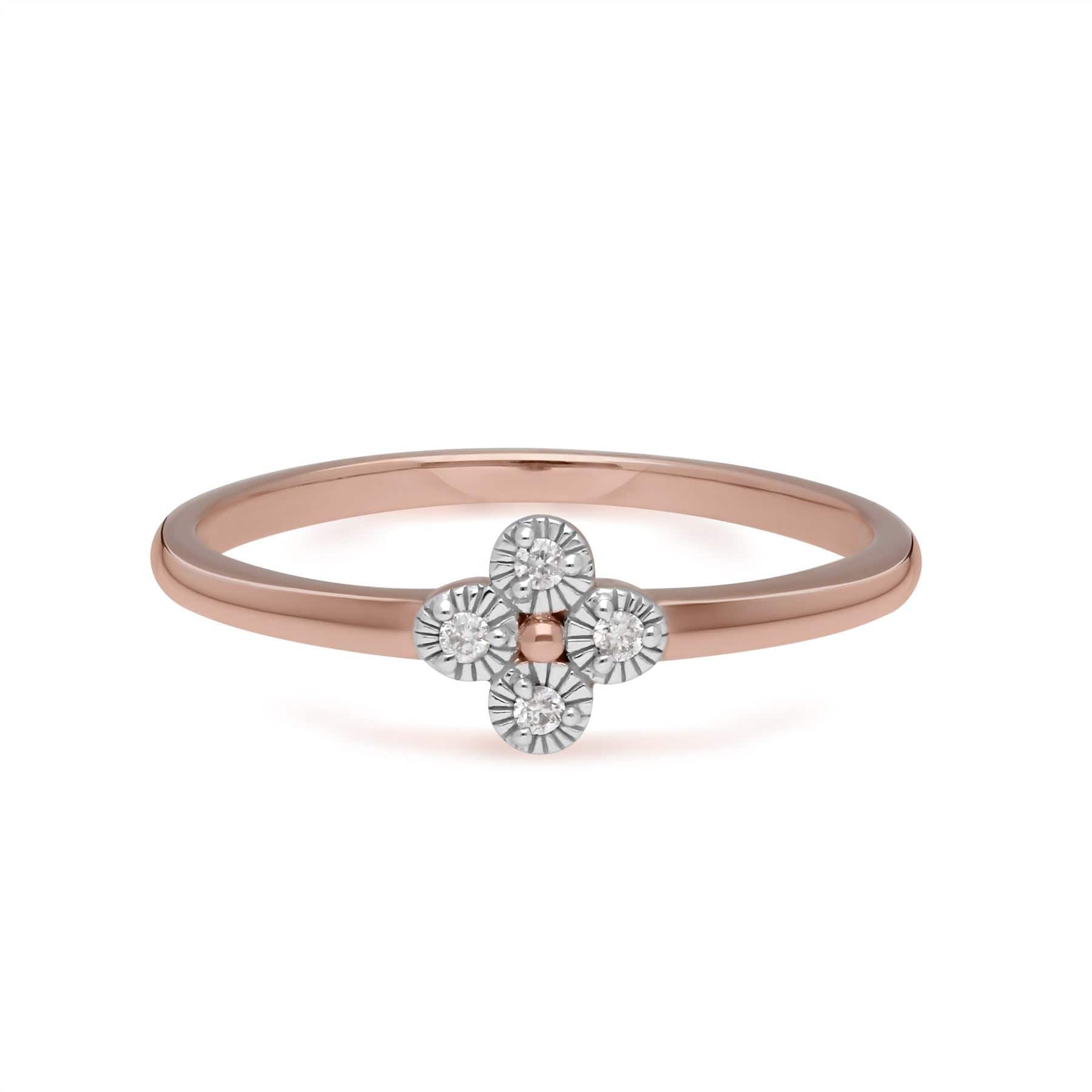 191R0915019 Diamond Flowers Ring in 9ct Rose Gold 3