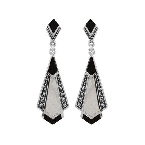Art Deco Fan Drop Earrings & Necklace Set Image 2