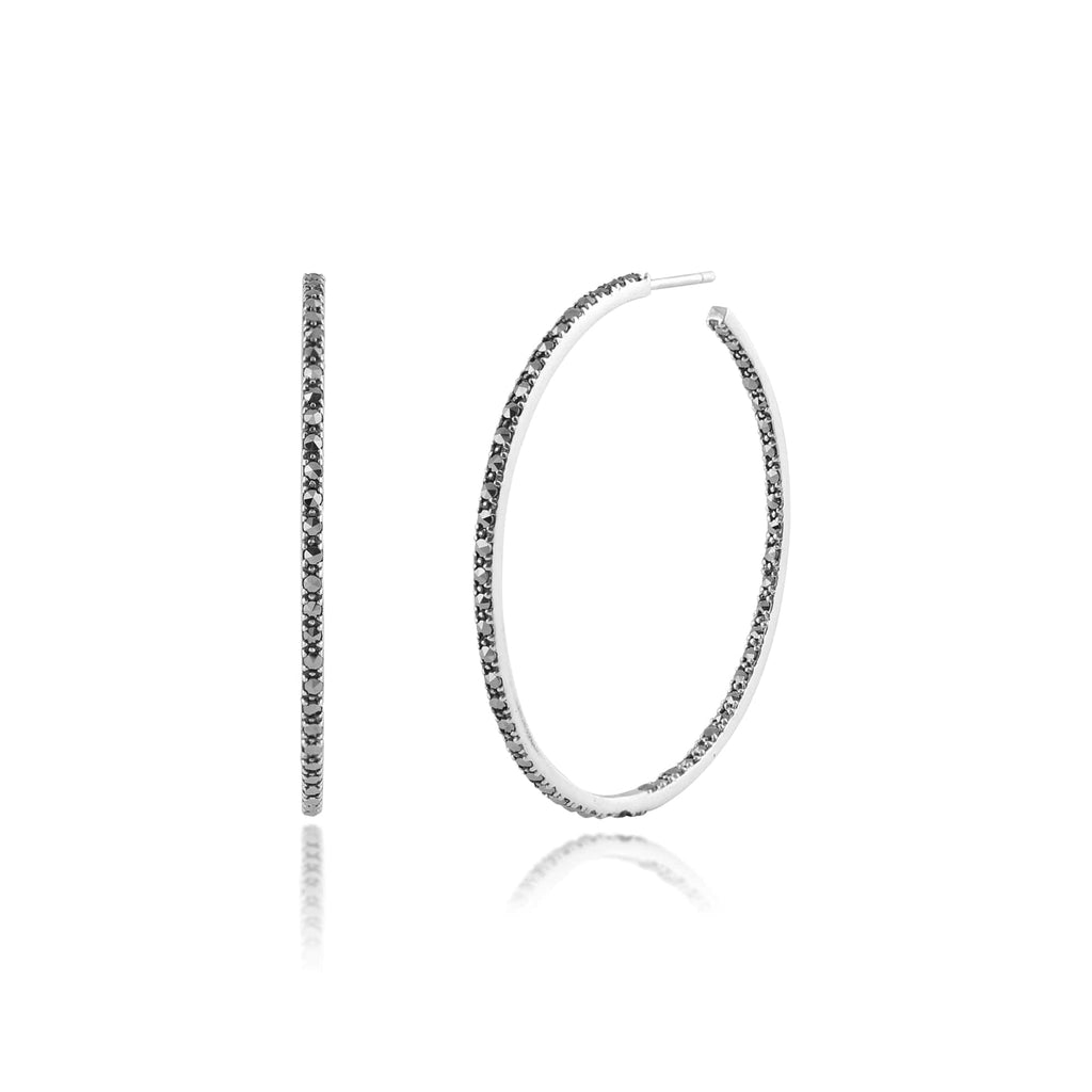Classic Round Marcasite Large Hoop Earrings 925 Sterling