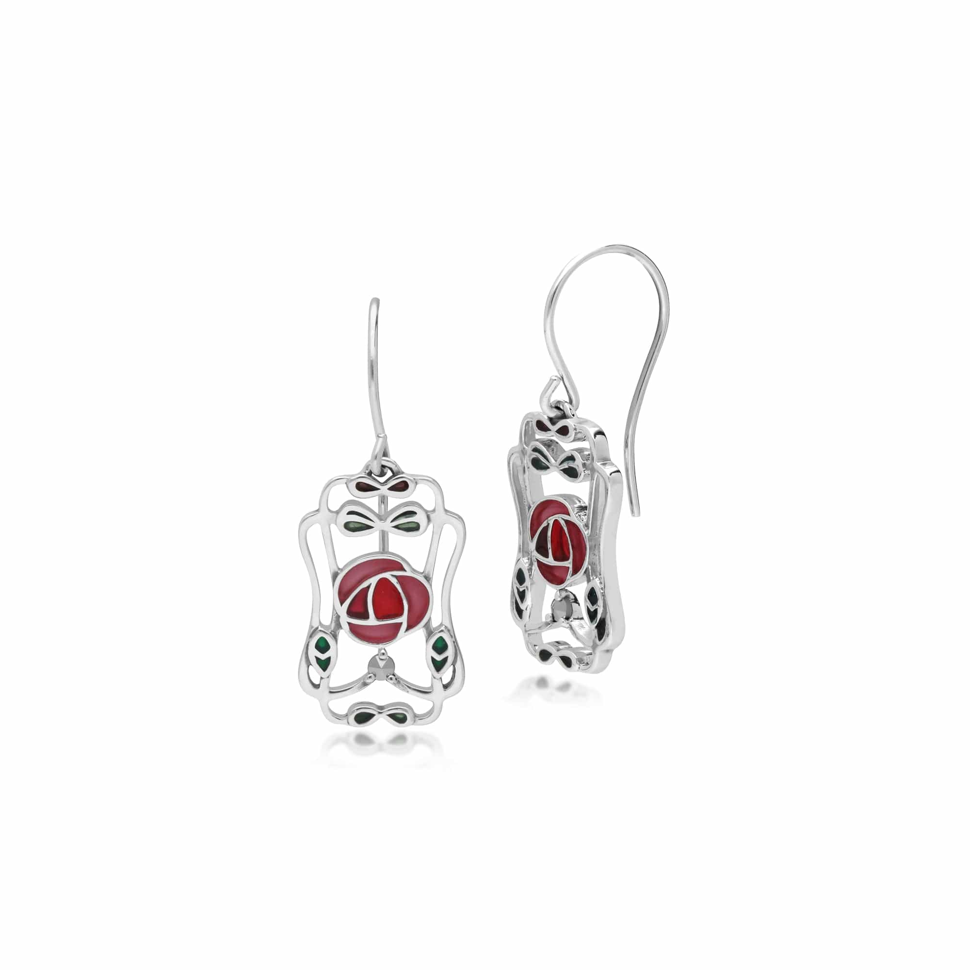 Gemondo Sterling Silver 0.05 Marcasite Rennie Mackintosh Style Drop Earrings - Gemondo