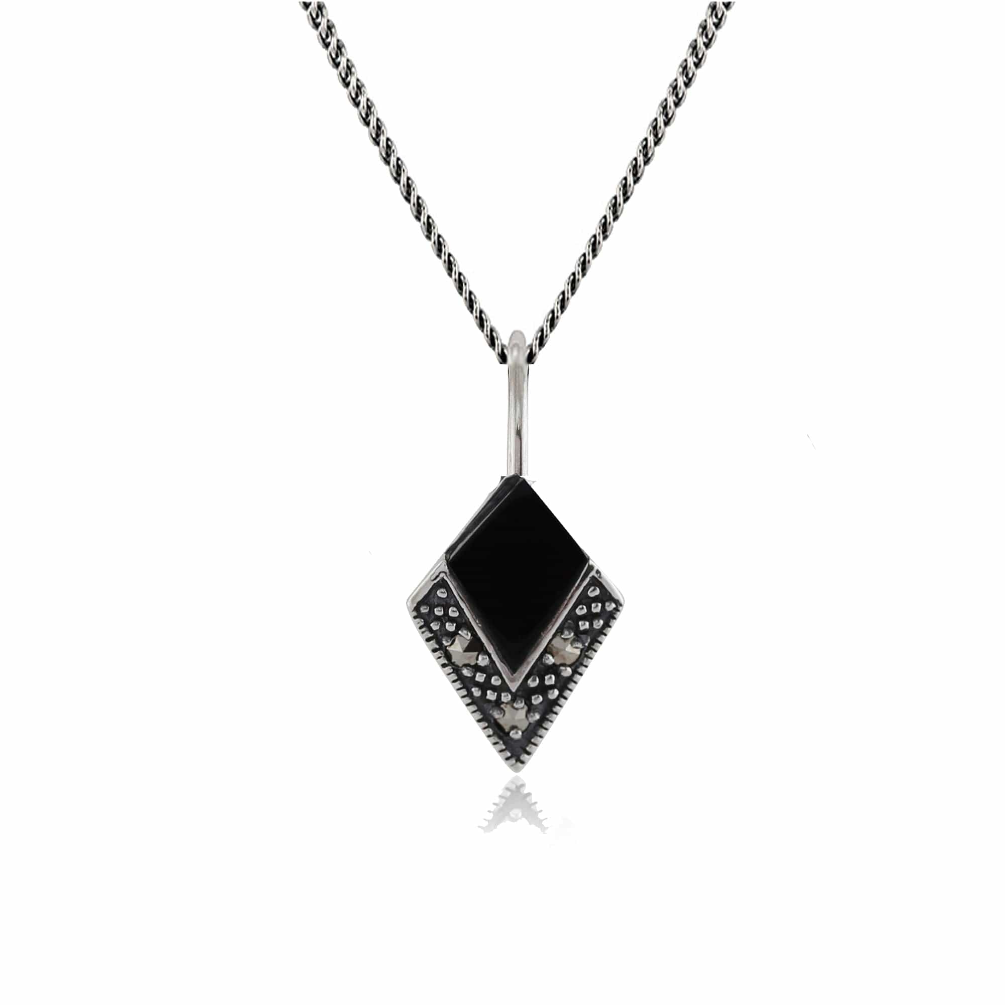 Gemondo Sterling Marcasite Argento E Smalto Nero Art Déco Gemondo Sterling Marcasite Argento E Smalto Nero Art Déco