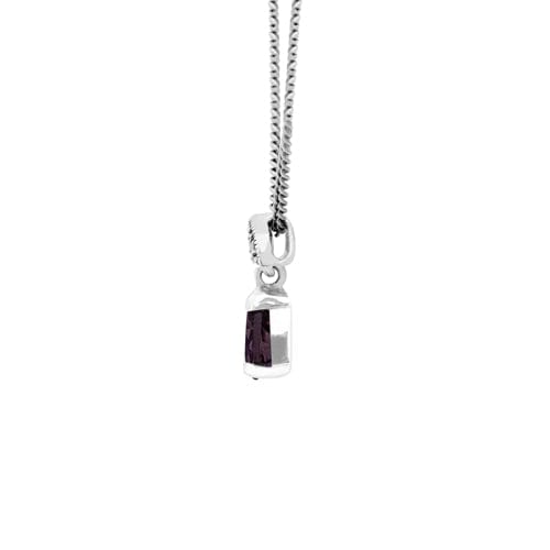 Art Nouveau Style Pear Amethyst & Marcasite Pendant in 925 Sterling Silver - Gemondo