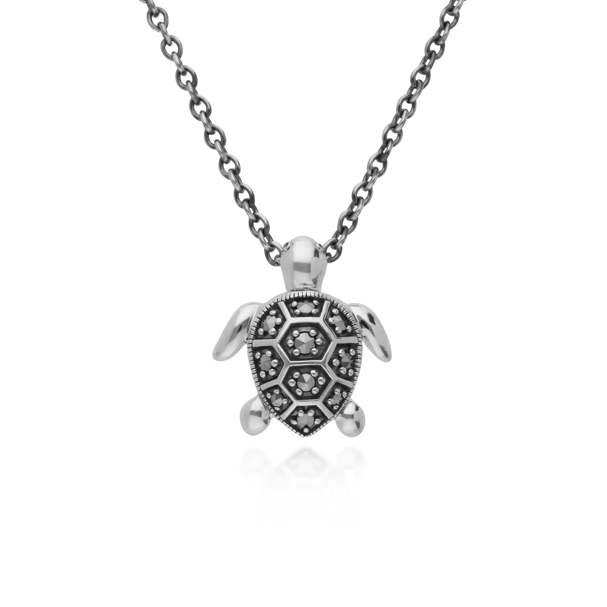Gemondo Sterling Silver Marcasite Turtle 45cm Necklace - Gemondo