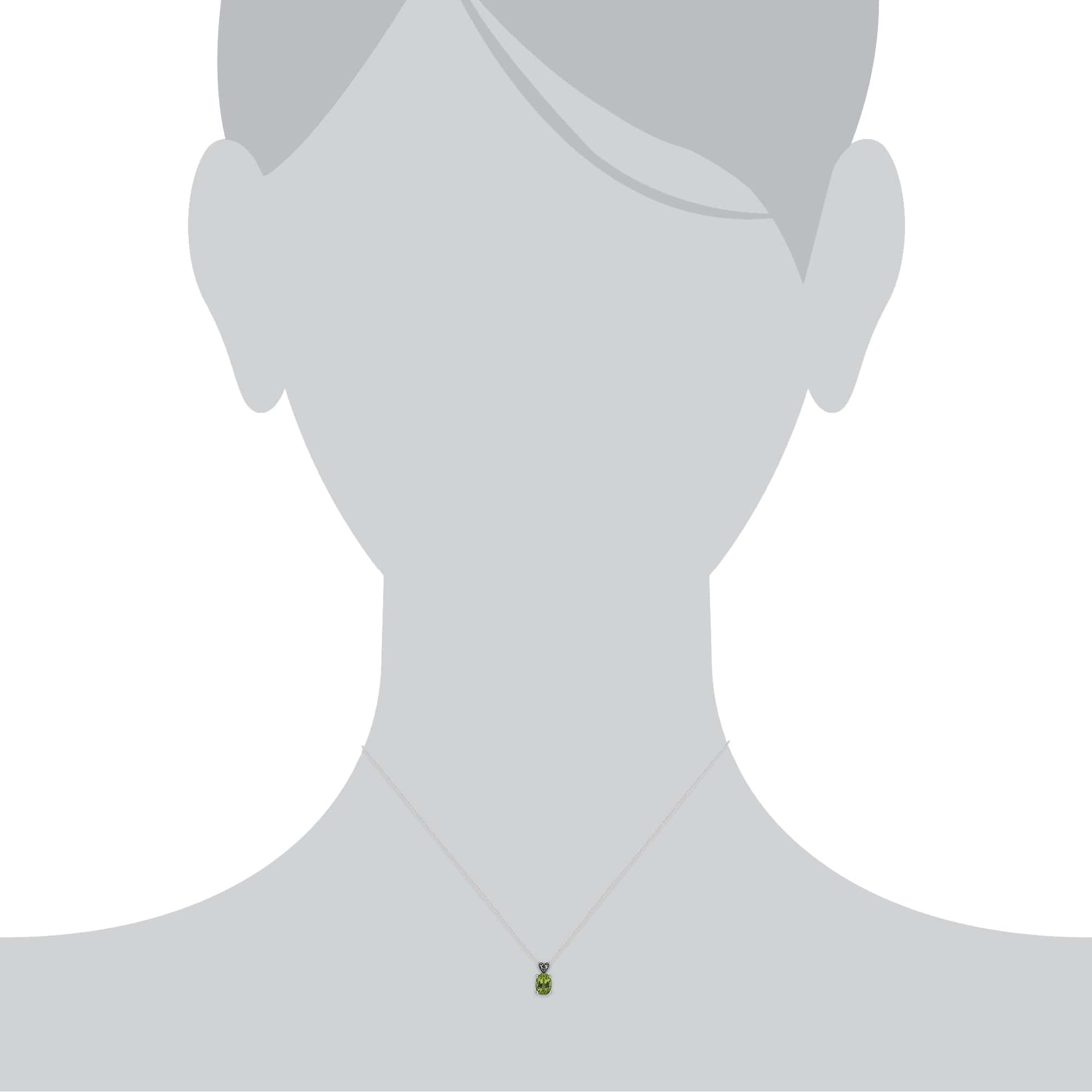 Gemondo Sterling Silver Peridot & Marcasite Oval 45cm Necklace - Gemondo