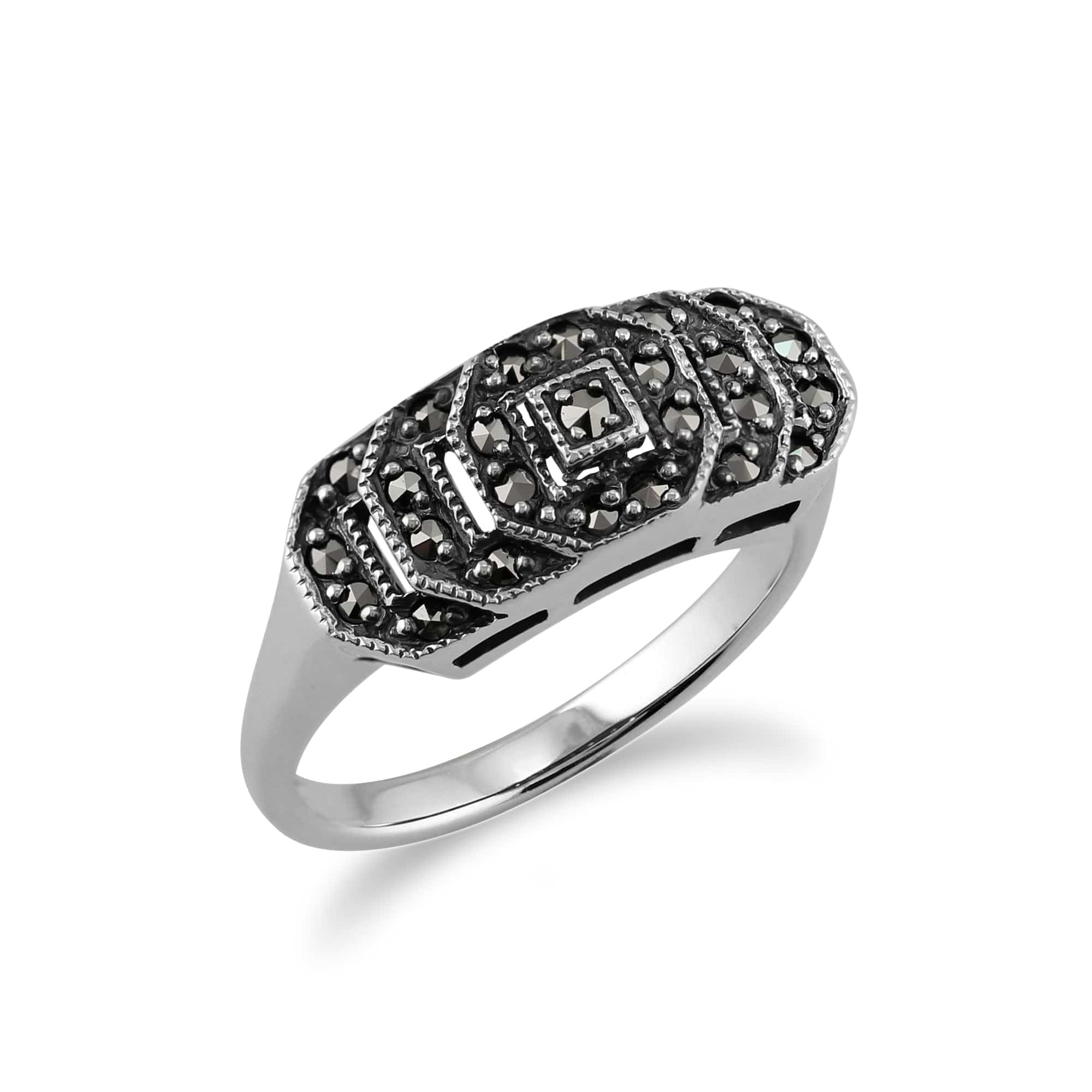 Gemondo Orecchini A Goccia In Argento Sterling 925 Con Marcasite Autentica 0.06ct – Stile Rennie Mackintosh, In Scatola Regalo