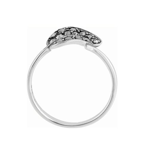 214R475801925 Sterling Silver Art Nouveau 0.4ct Marcasite Leaf Ring 4
