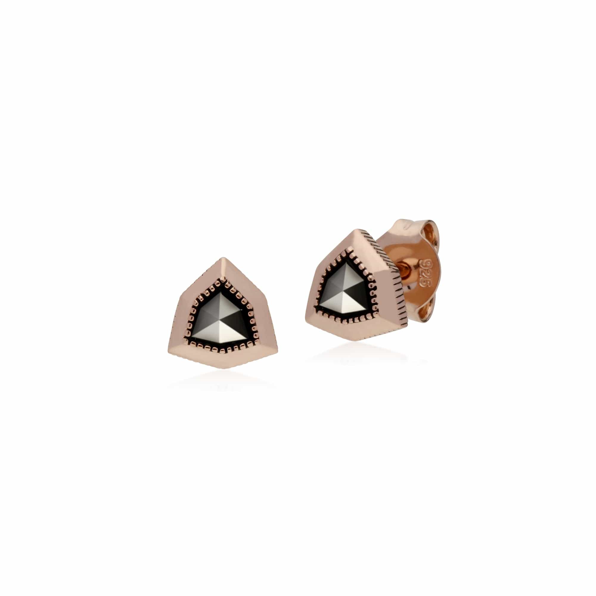 Rose Gold Plated Marcasite Shield Studs & Ring Set Image 2
