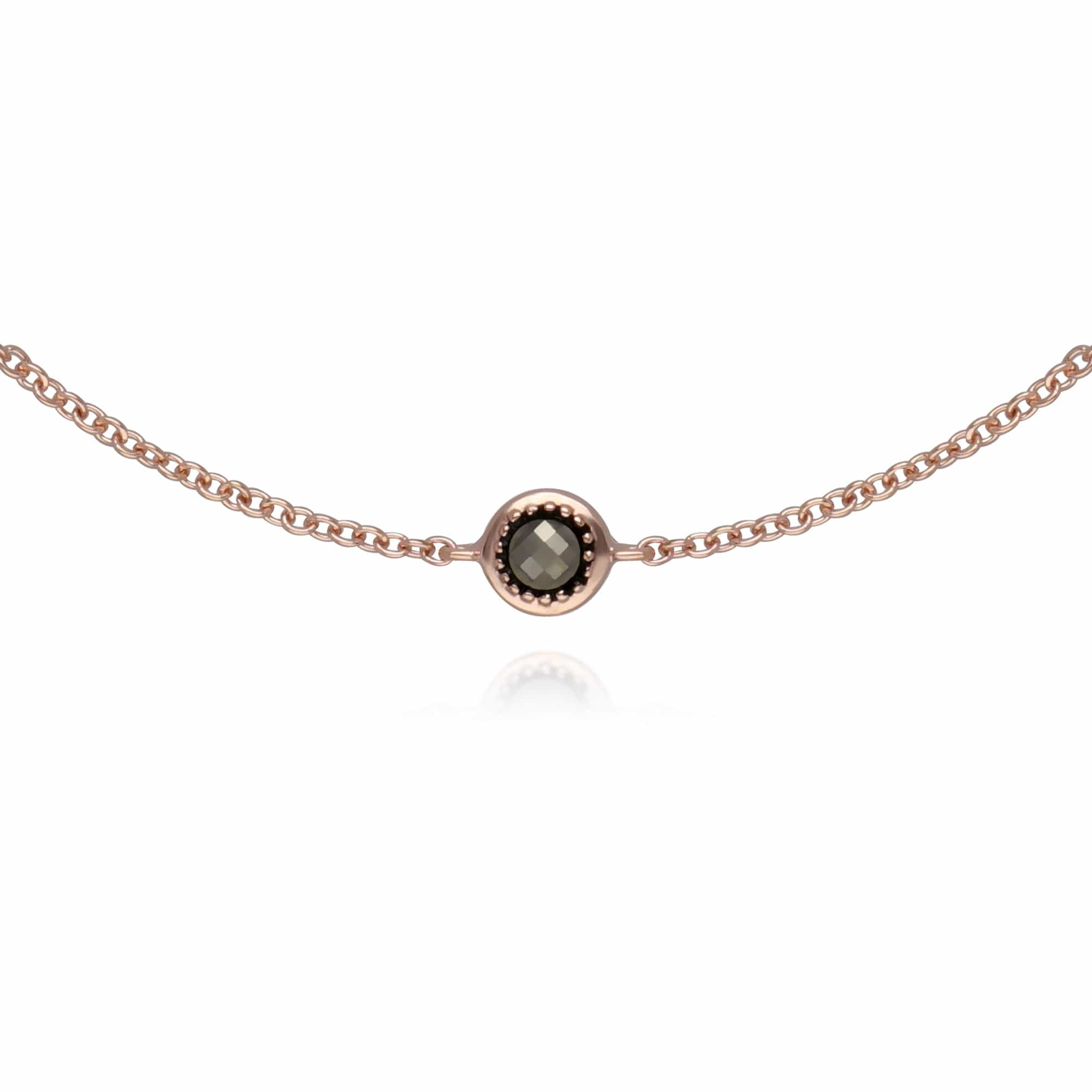 Rose Gold Plated Round Marcasite 5 Stone Bracelet in 925 Sterling Silver - Gemondo