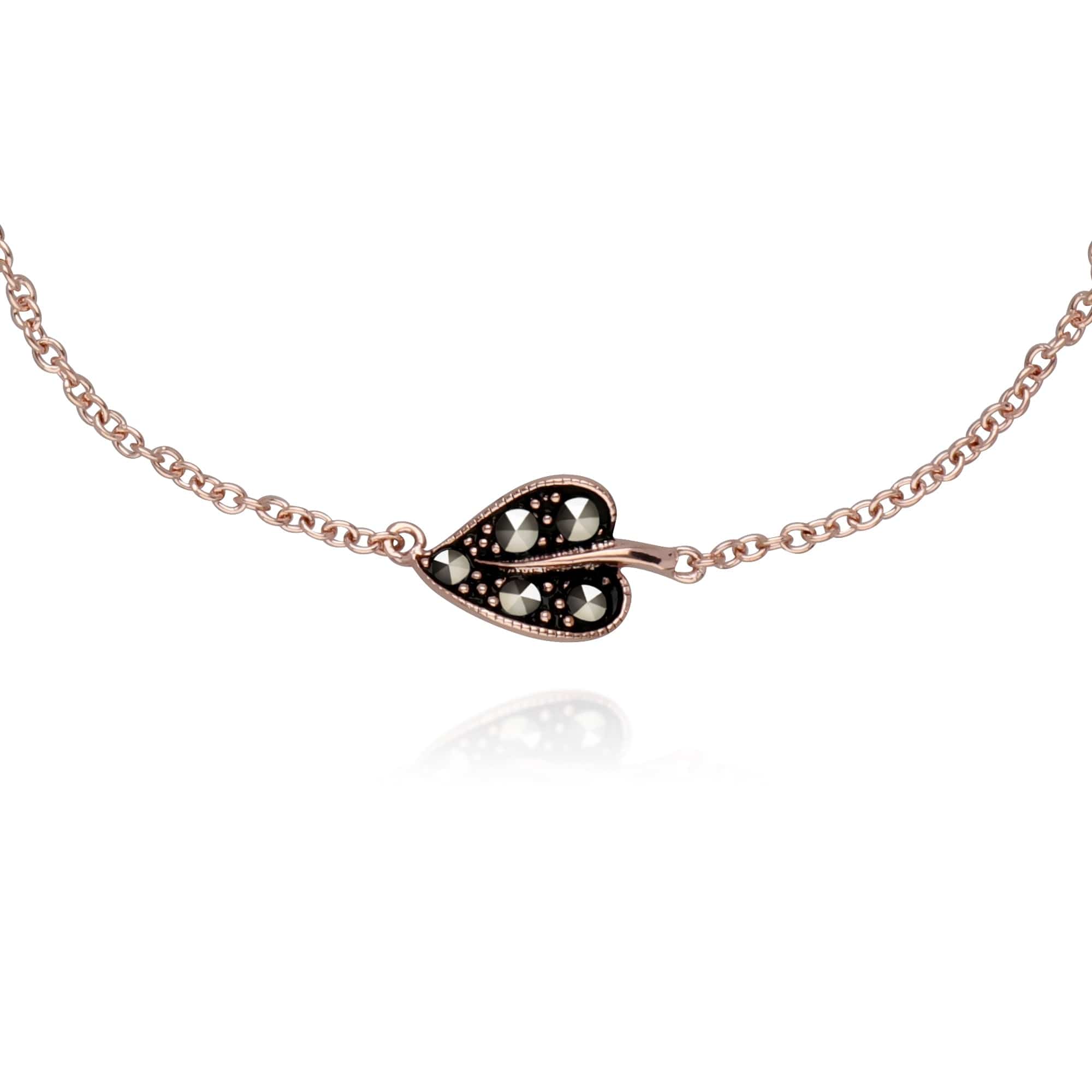 Rose Gold marcasite Leaf Ring & Bracelet Set Image 2