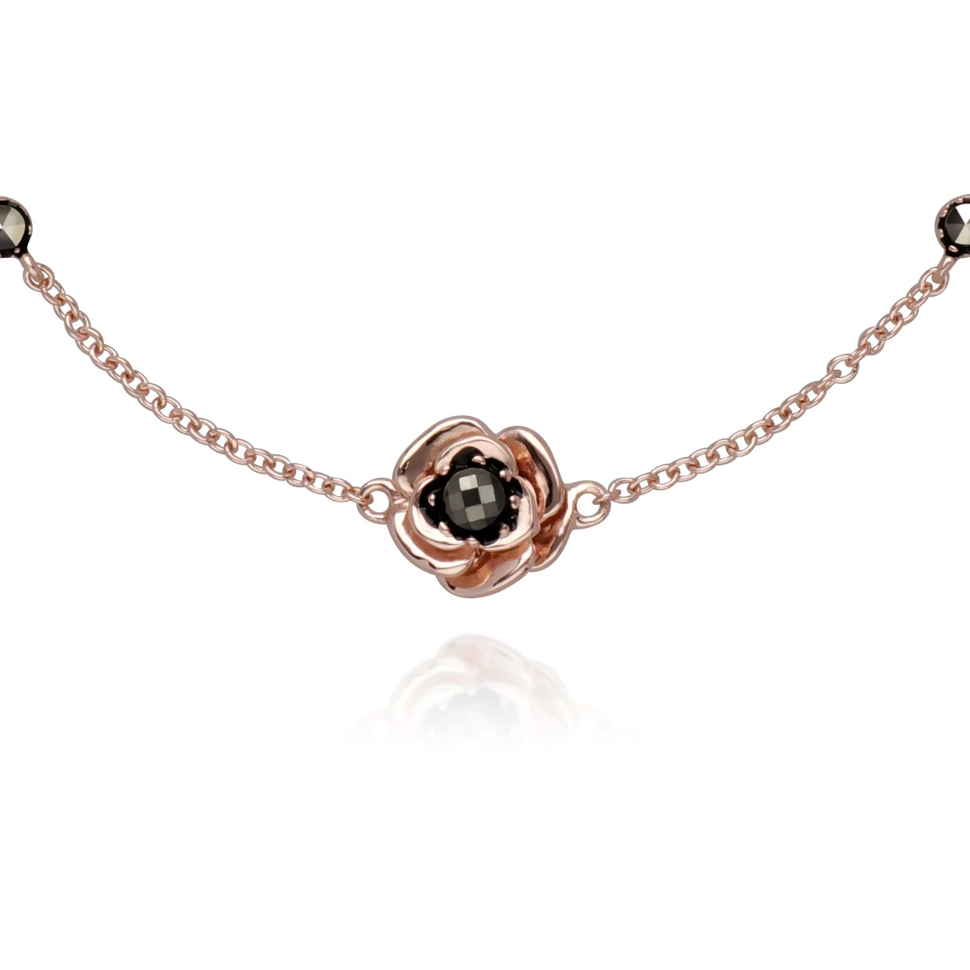 Rose Gold Marcasite Flower Ring & Bracelet Set Image 2