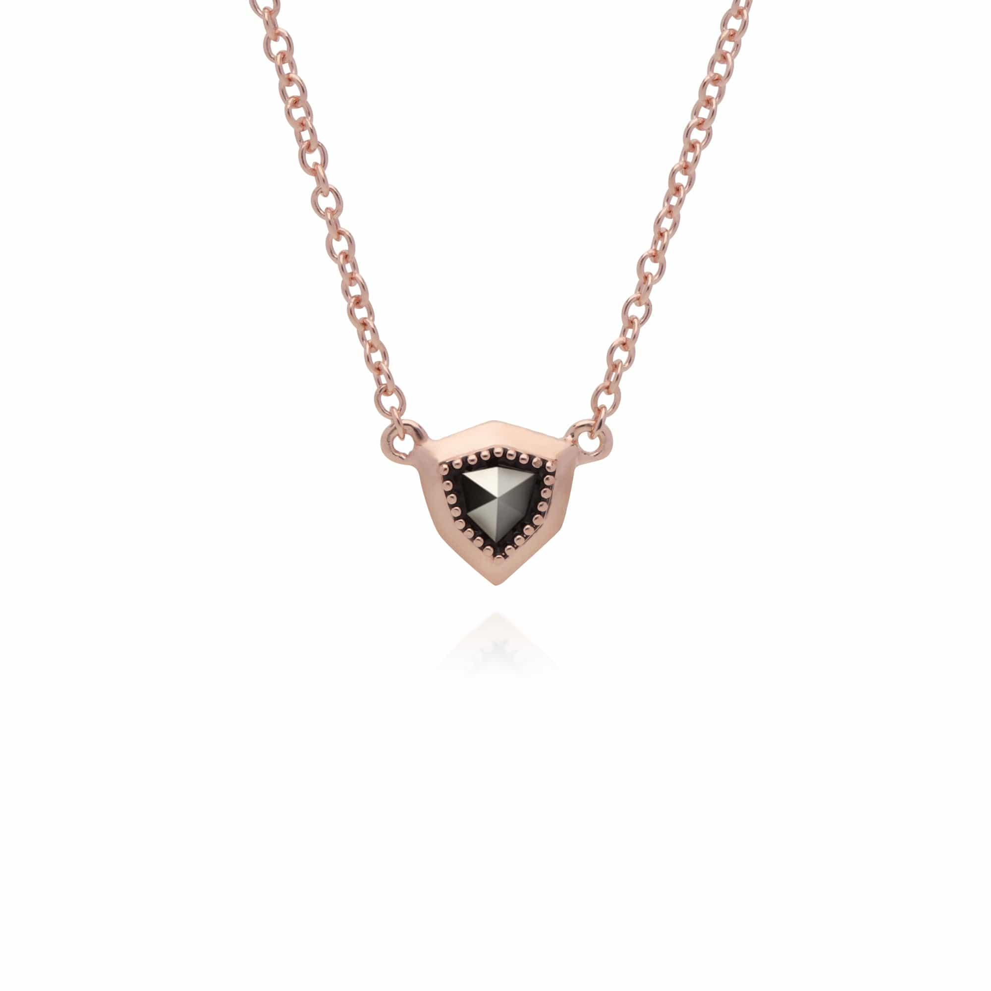Rose Gold Plated Shield Marcasite Necklace in 925 Sterling Silver - Gemondo