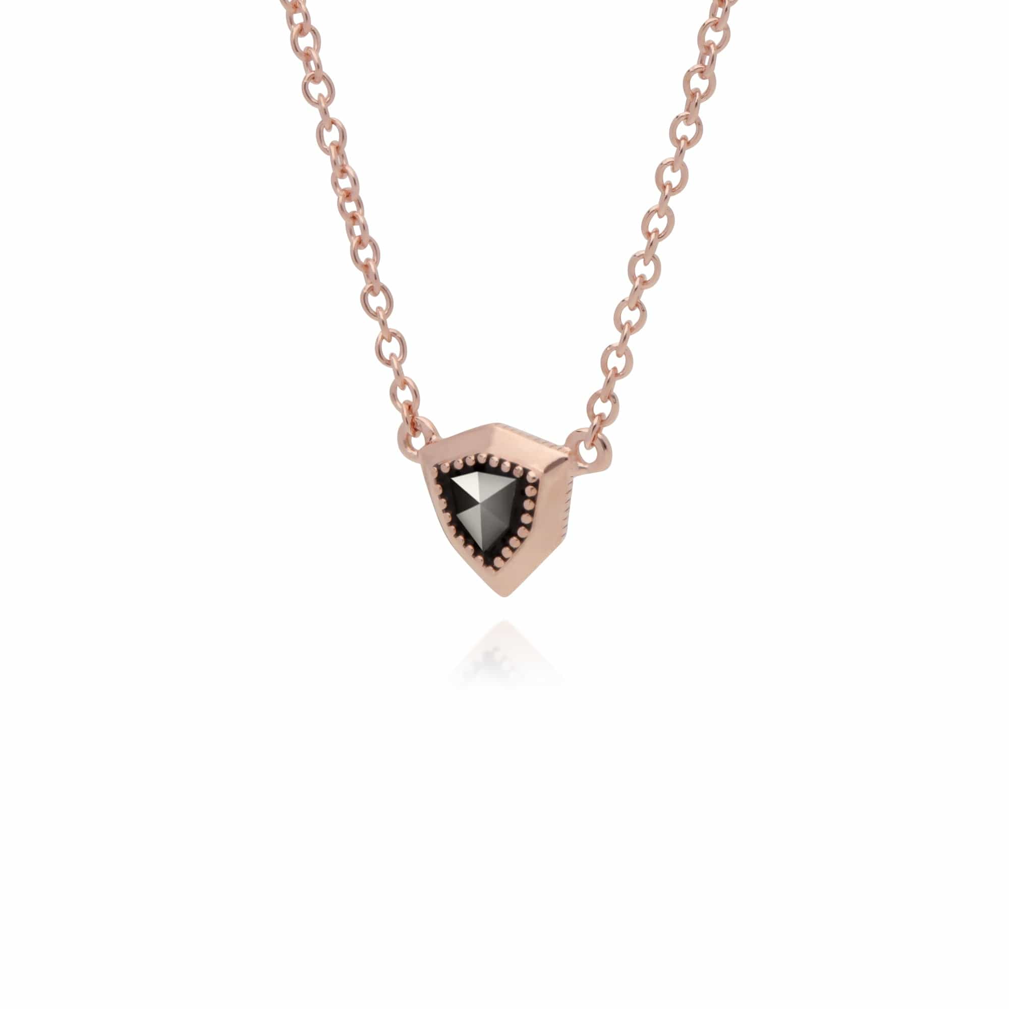 Rose Gold Plated Shield Marcasite Necklace in 925 Sterling Silver - Gemondo