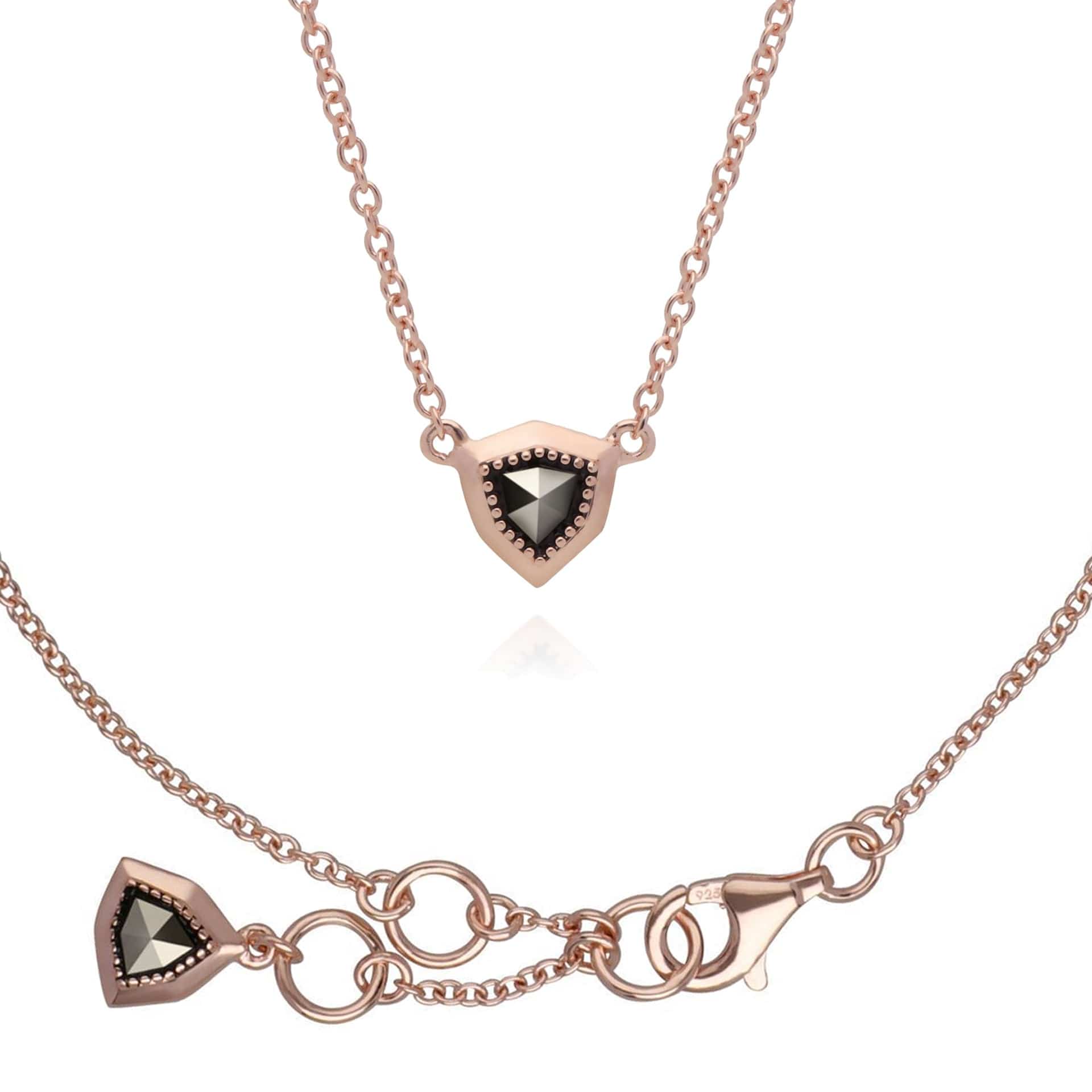 Rose Gold Marcasite Shield Bracelet & Necklace Set Image 1