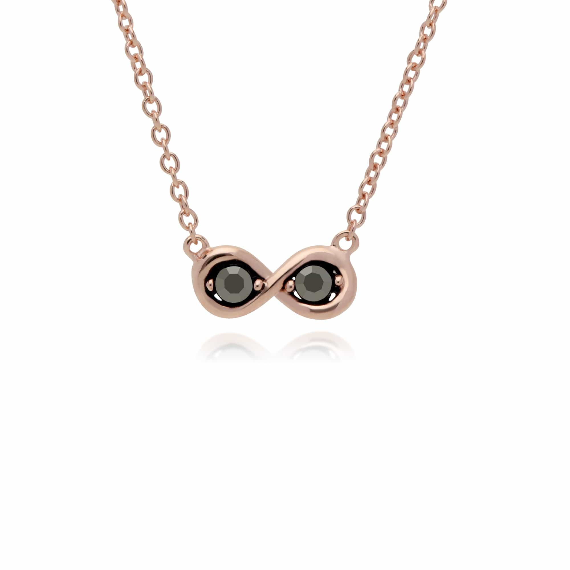 224E025401925-224N017801925 Rose Gold Plated Marcasite Infinity Stud Earrings & Necklace Set in 925 Sterling Silver 3