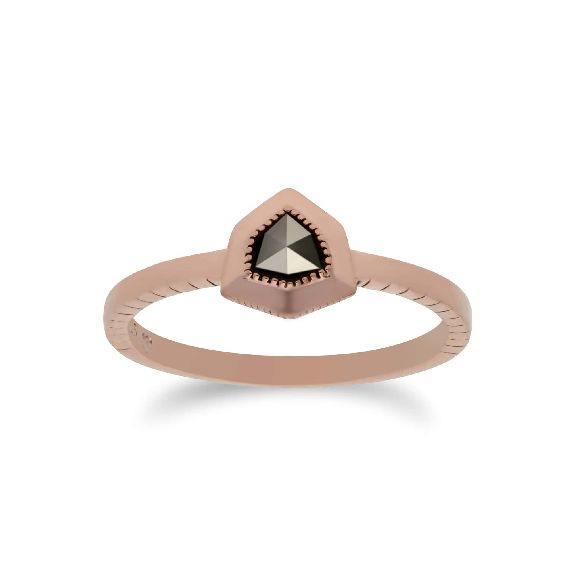 Rose Gold Marcasite Shield Ring & Necklace Set Image 3