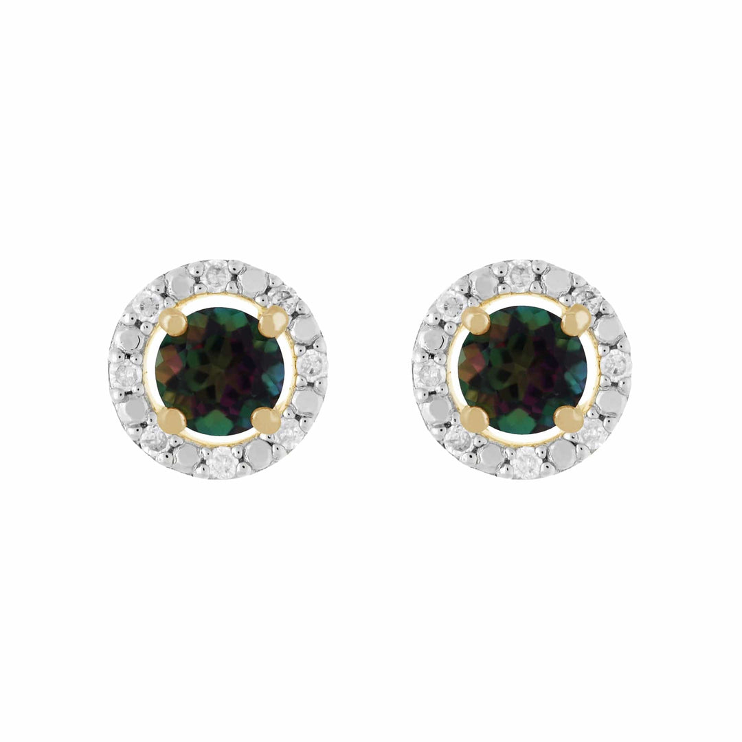 22523-191E0376019 Classic Round Mystic Topaz Stud Earrings with Detachable Diamond Round Earrings Jacket Set in 9ct Yellow Gold 1