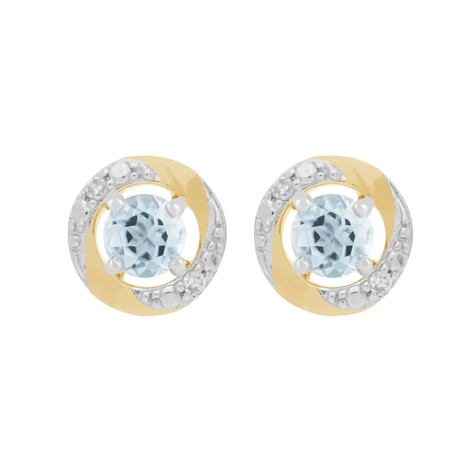 22526-191E0374019 9ct White Gold Aquamarine Stud Earrings with Detachable Diamond Halo Ear Jacket in 9ct Yellow Gold 1