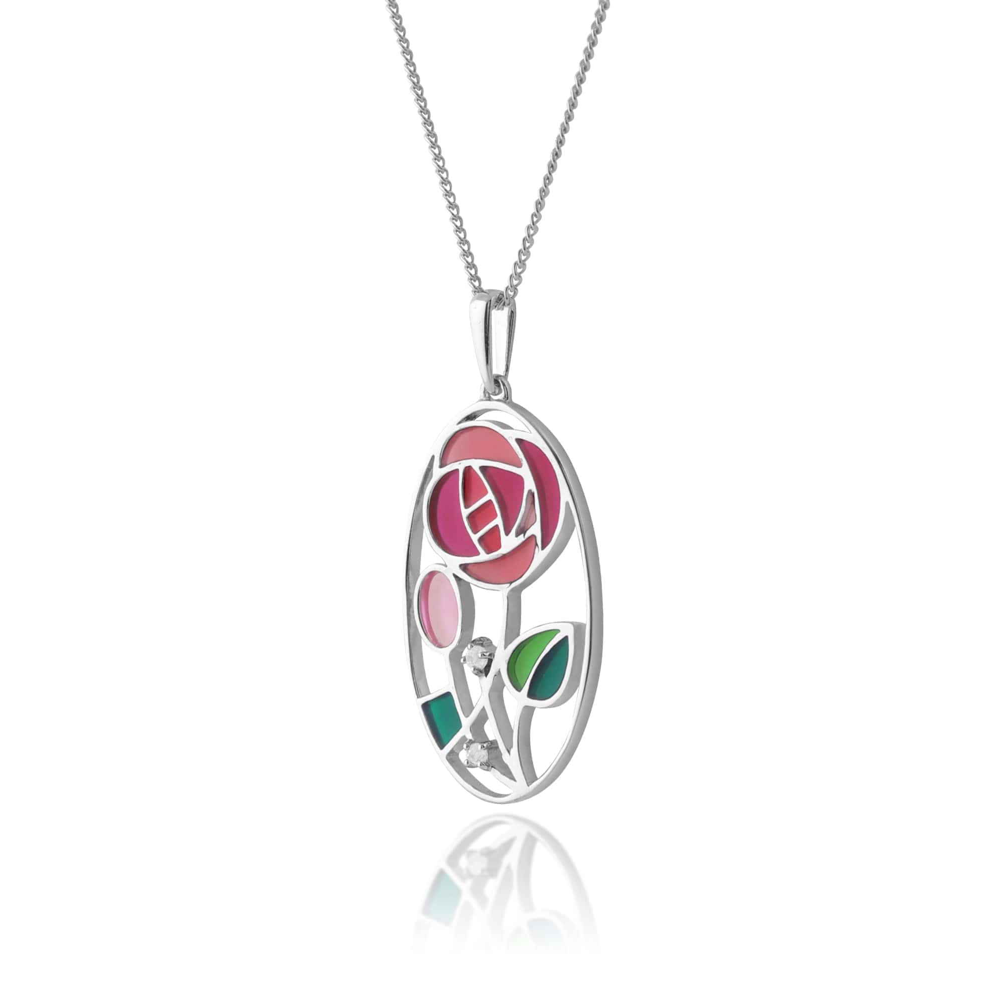 Rennie Mackintosh Round Topaz & Enamel Pendant in 925 Sterling Silver - Gemondo