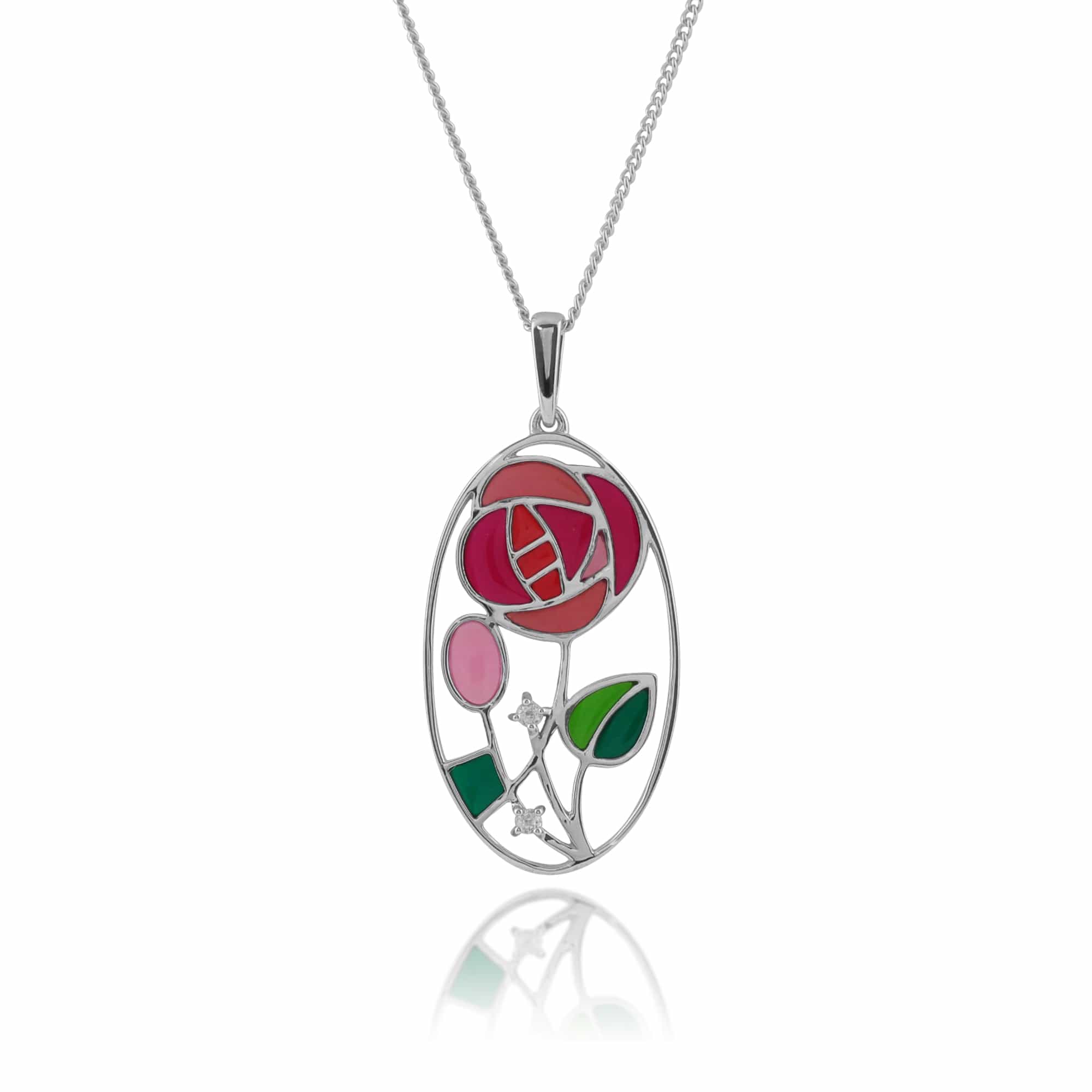 Rennie Mackintosh Round Topaz & Enamel Pendant in 925 Sterling Silver - Gemondo