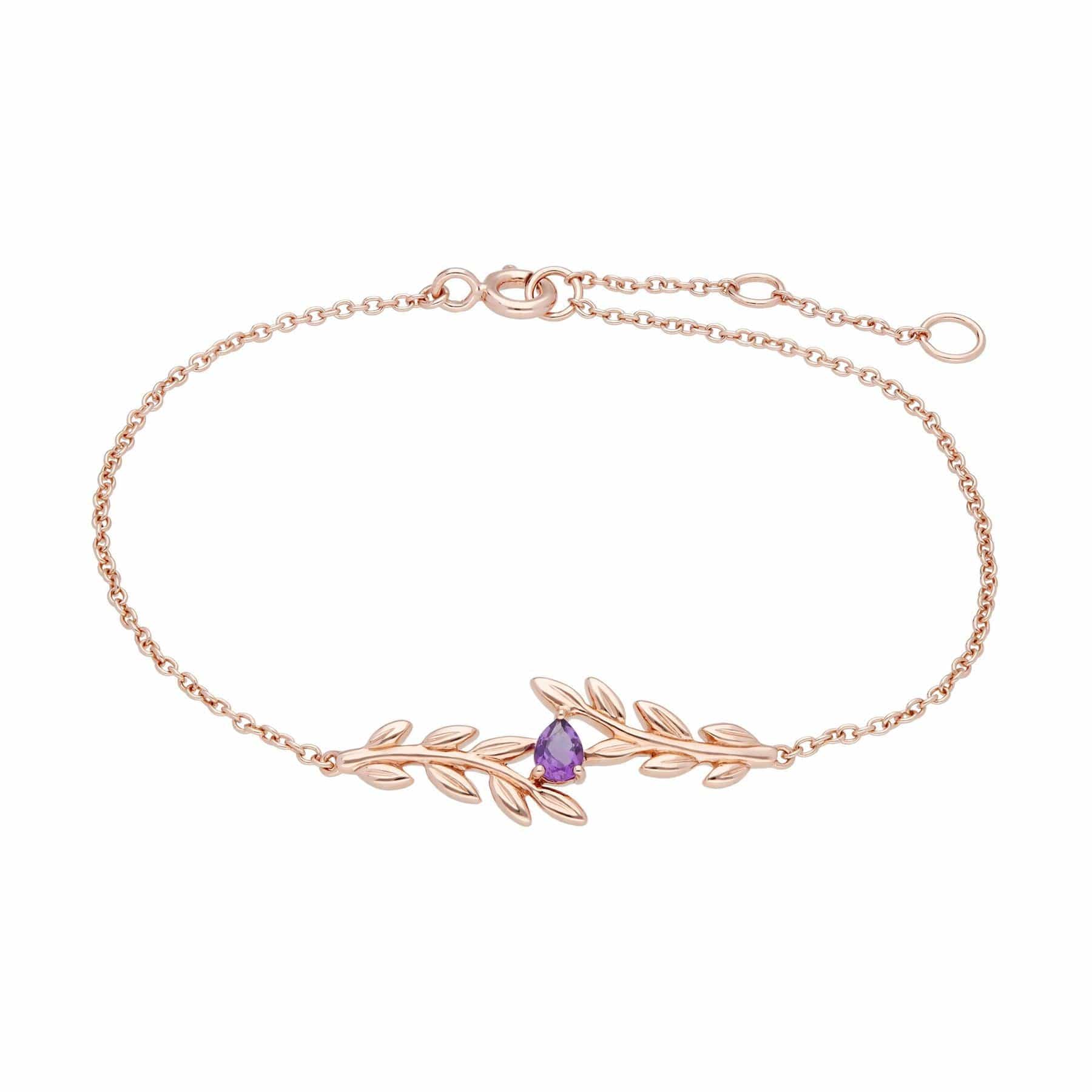 O Leaf Amethyst Bracelet & Ring Set in 9ct Rose Gold - Gemondo