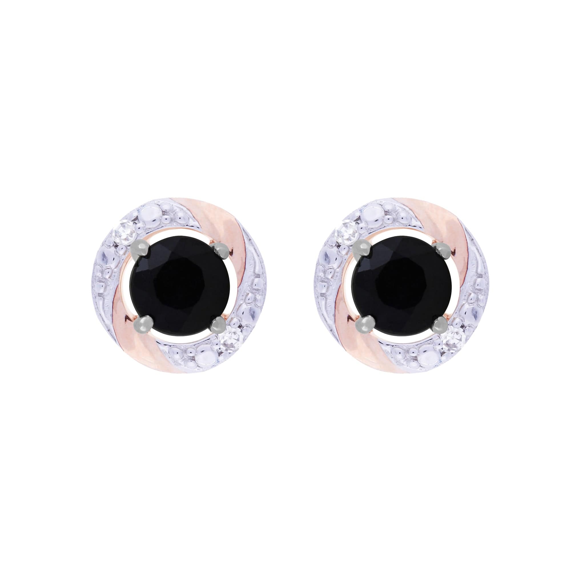 Classic Dark Sapphire Stud Earrings & Diamond Round Earring Jacket Set Image 1