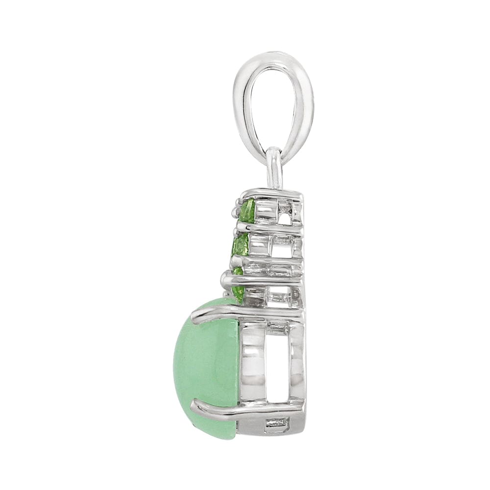 Classic Cabochon Green Jade & Peridot Cluster Pendant in Sterling Silver - Gemondo