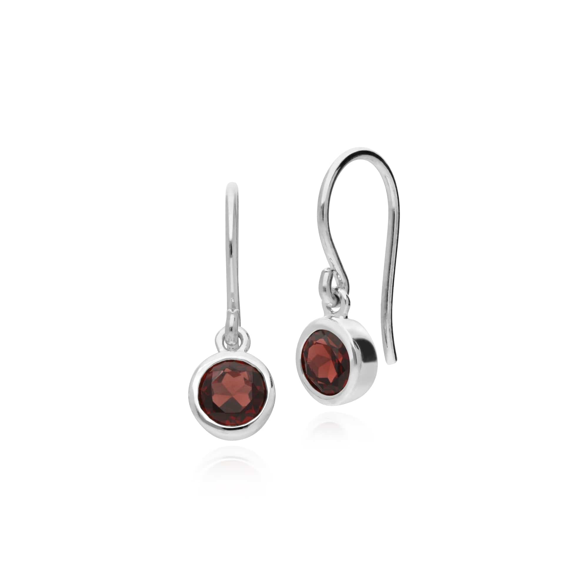 253E150304925 Essential Round Garnet Bezel Set Drop Earrings in 925 Sterling Silver 1