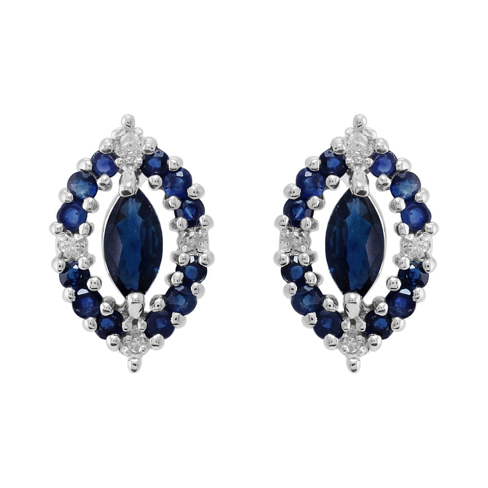 Classic Sapphire & Diamond Cluster Stud Earrings & Pendant Set Image 2