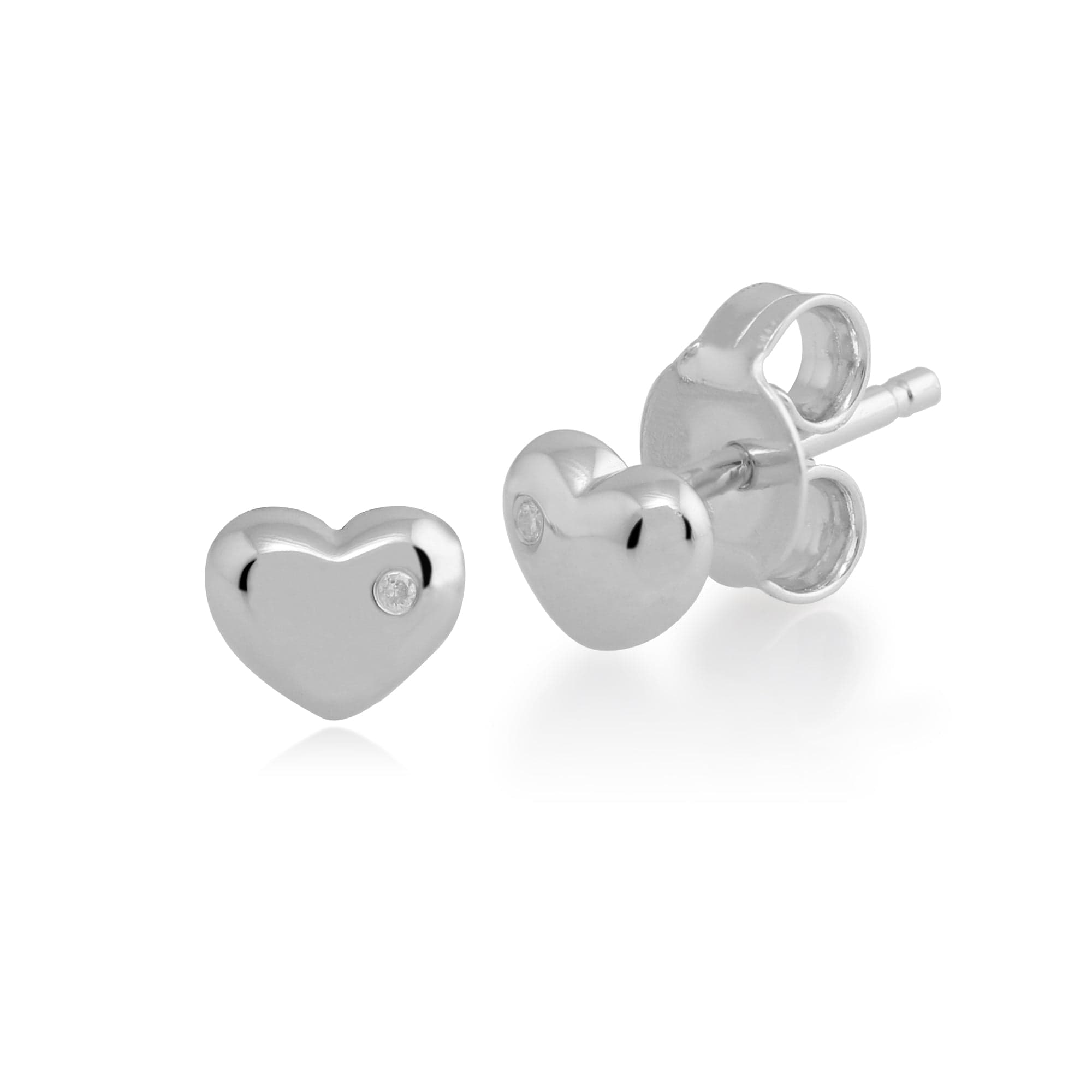 Gemondo Sterling Silver Diamond Heart Stud Earrings Image