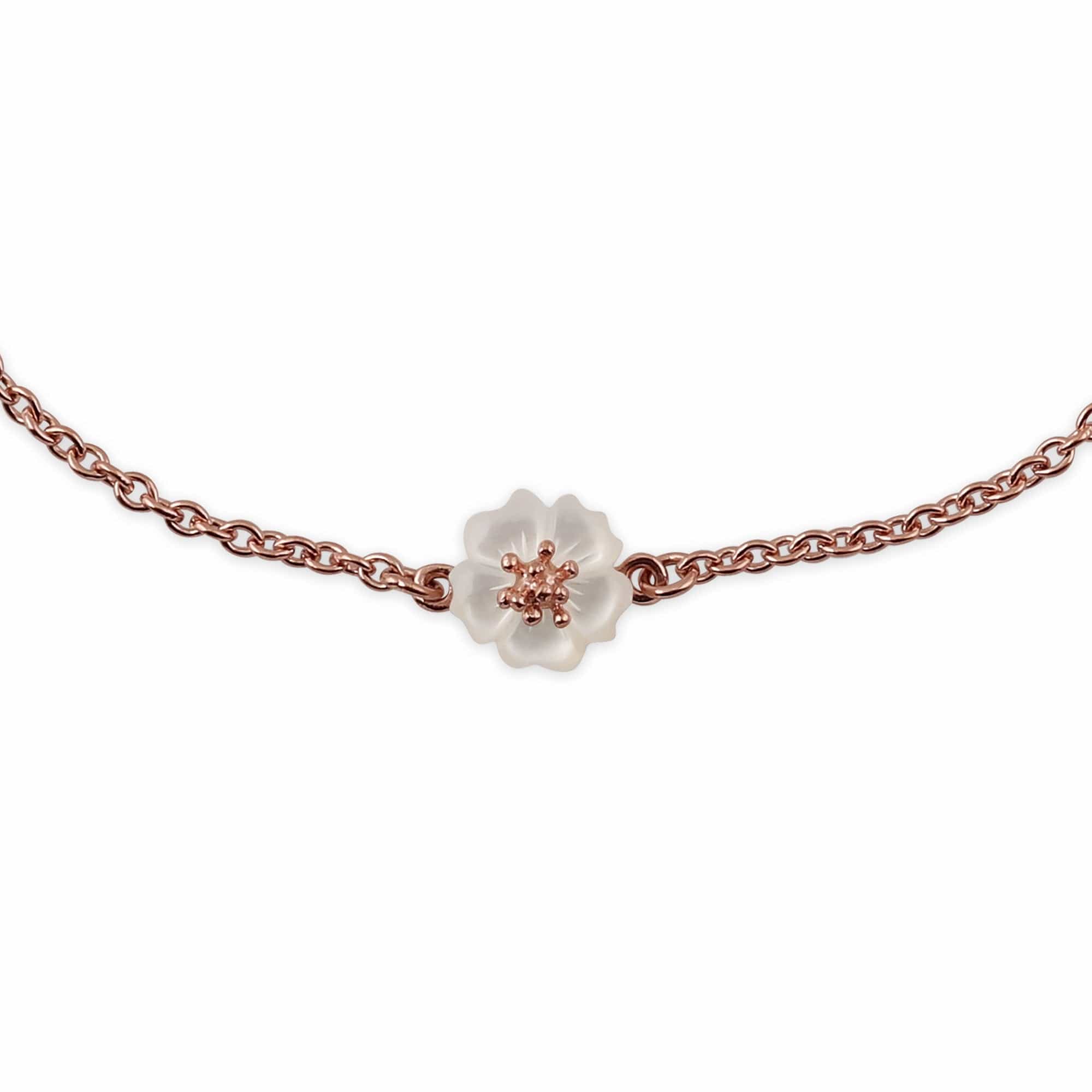Gemondo Rose Gold Plated Silver Mother of Pearl Cherry Blossom 19cm Bracelet Image