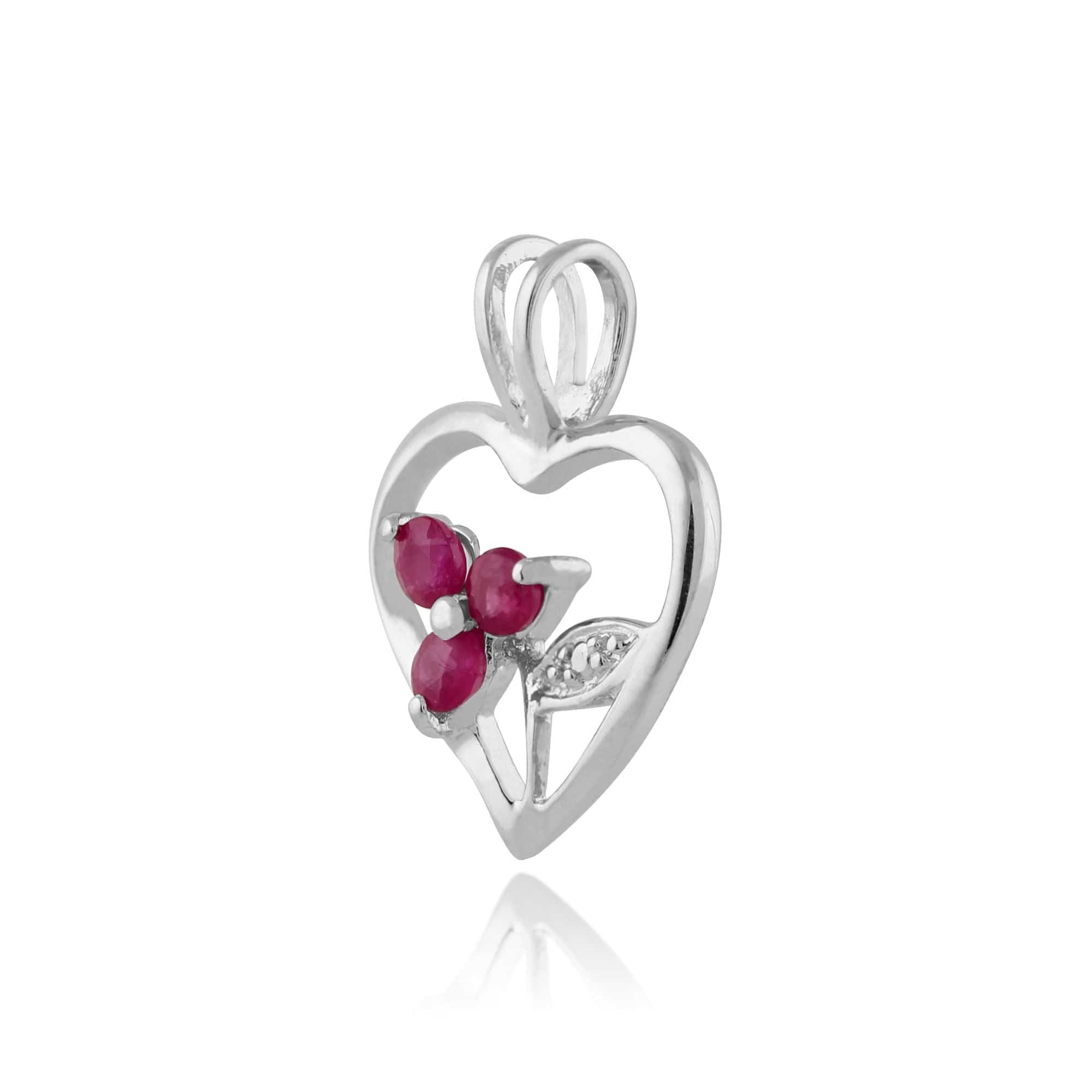 253P206402925 Floral Round Ruby Pendant in 925 Sterling Silver 2