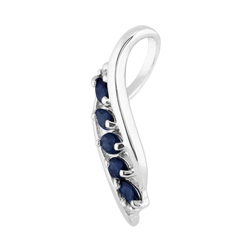 253P217702925 Modern Oval Sapphire & Diamond Leaf Pendant in 925 Sterling Silver 2