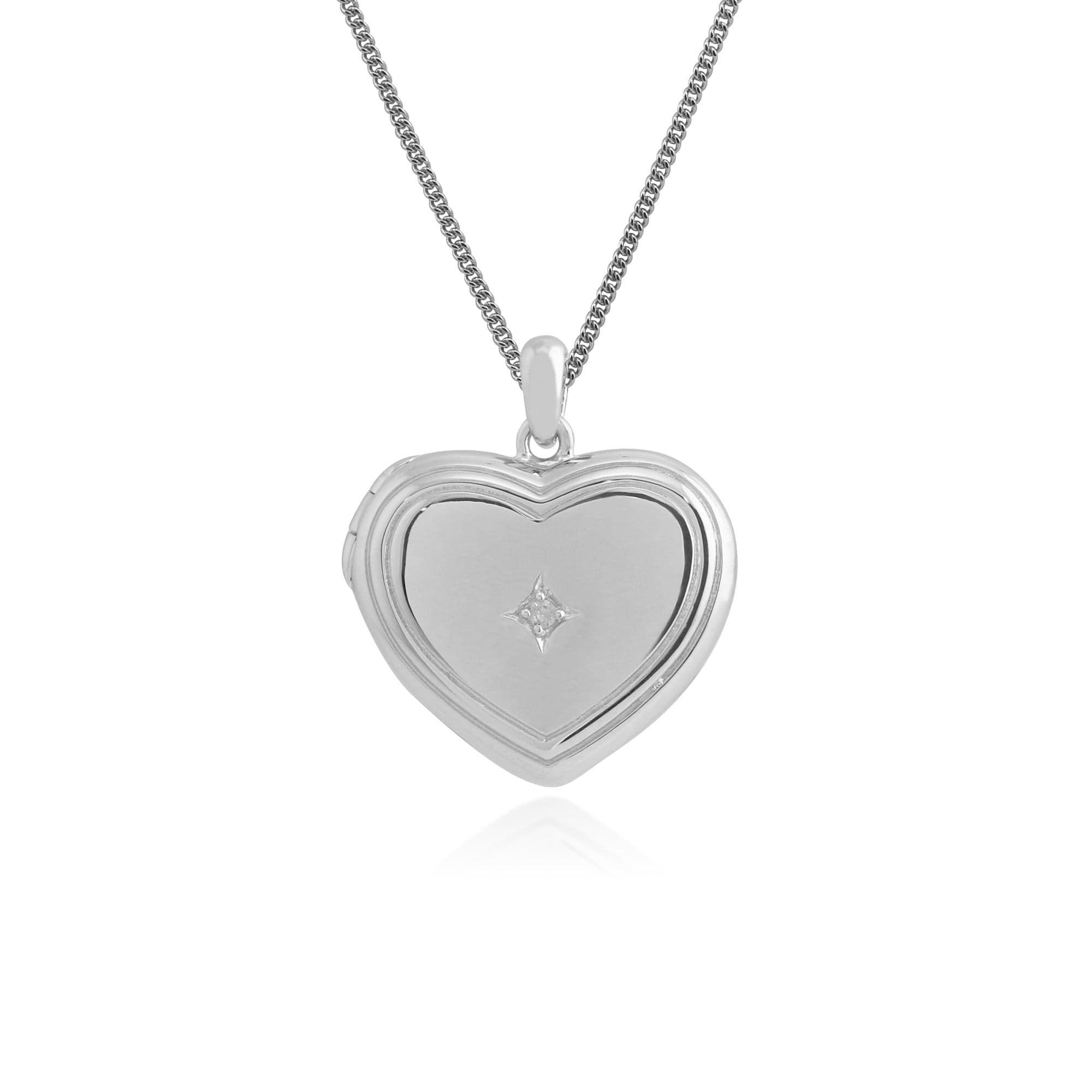 Gemondo 925 Sterling Silver 1pt Diamond Heart Locket Pendant on 45cm Chain Image