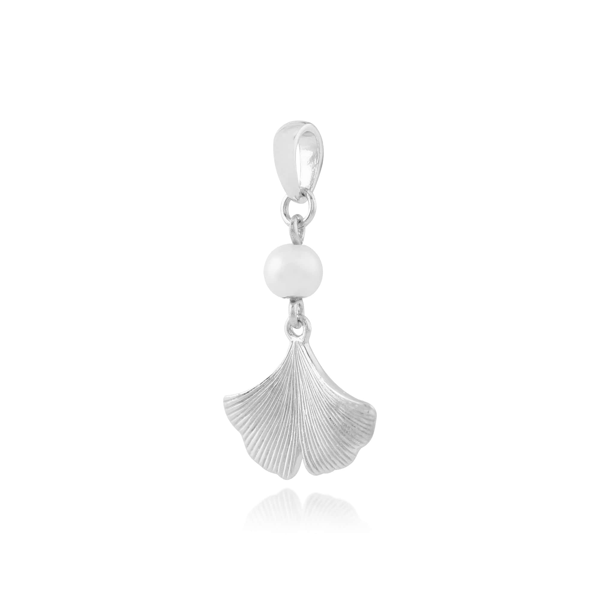 253E192601925-253P234901925 Floral Round Pearl Ginkgo Leaf Drop Earrings & Pendant Set in 925 Sterling Silver 5